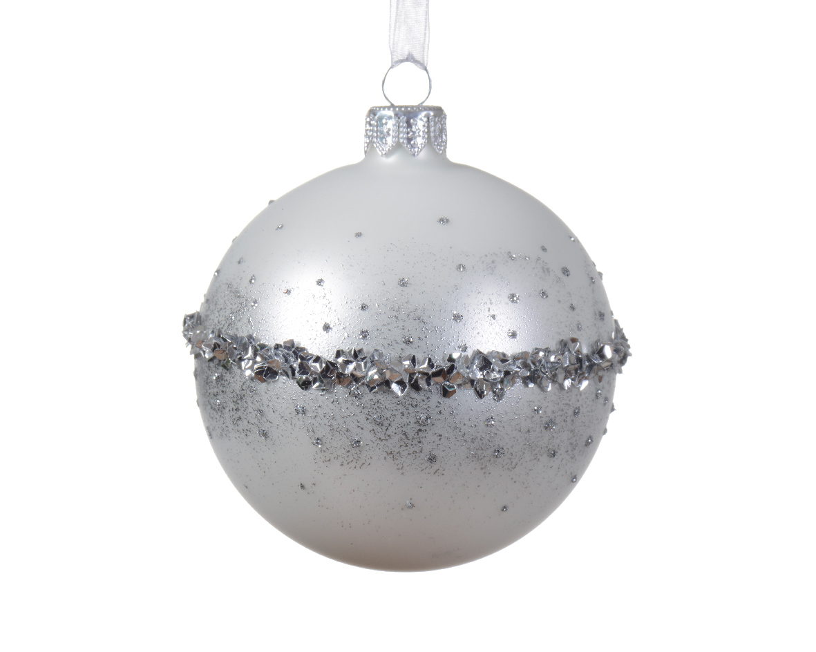 Decoris Kerstbal glas d8 cm winterwit III kerst - 