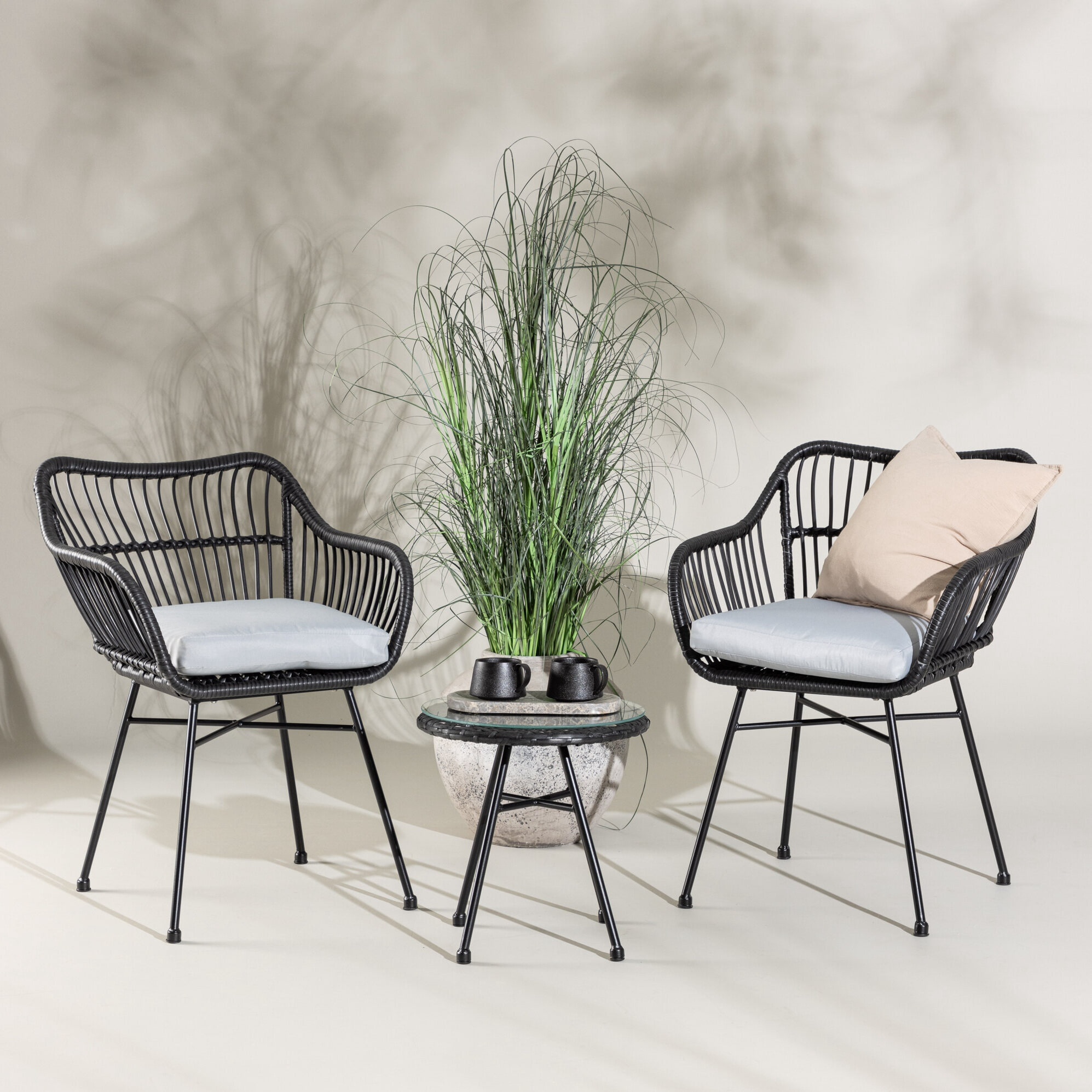 Nohr Loungeset Samantah Met 2 loungestoelen en tafel - Zwart