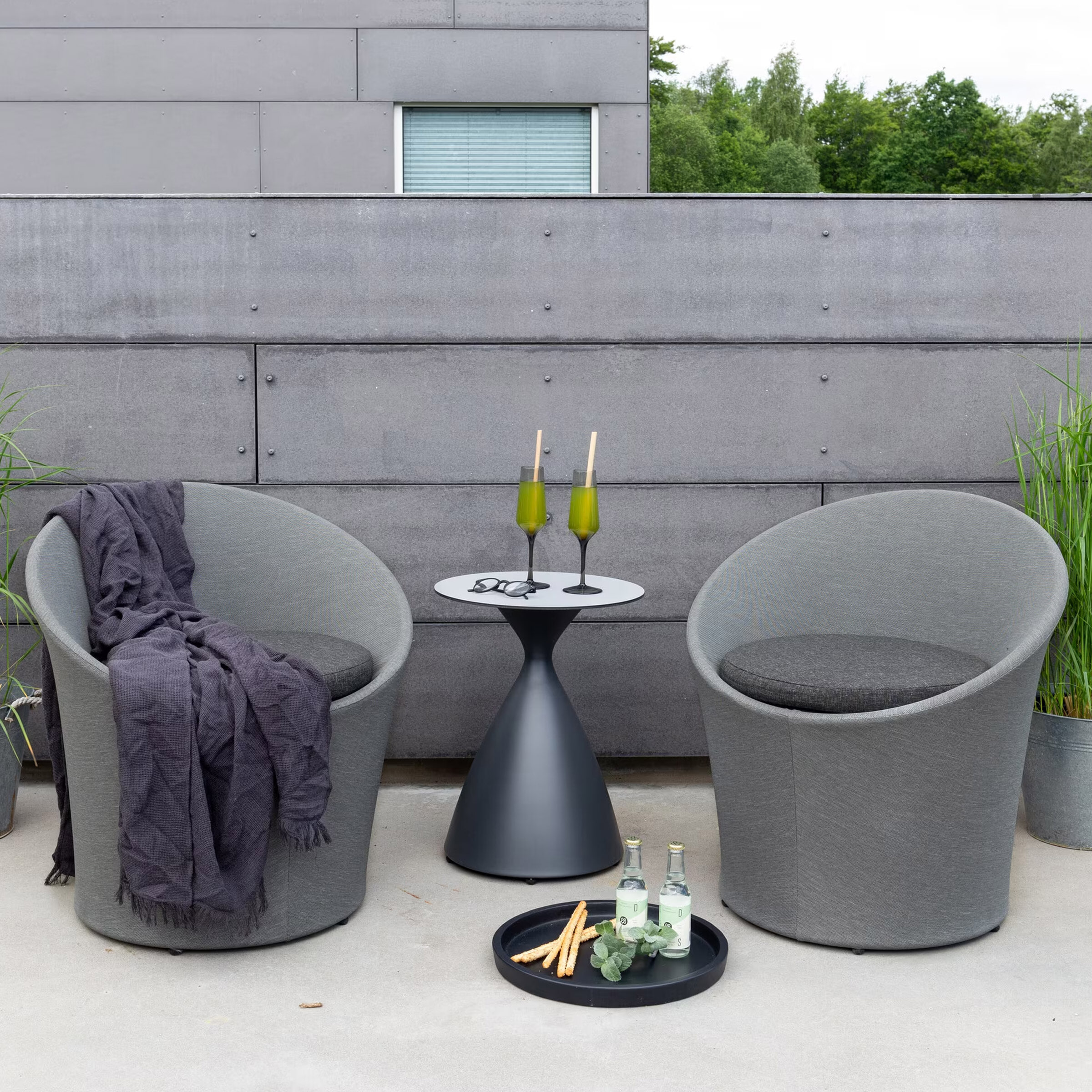 Nohr Loungeset Felica Met 2 stoelen en tafel - Zwart/Grijs