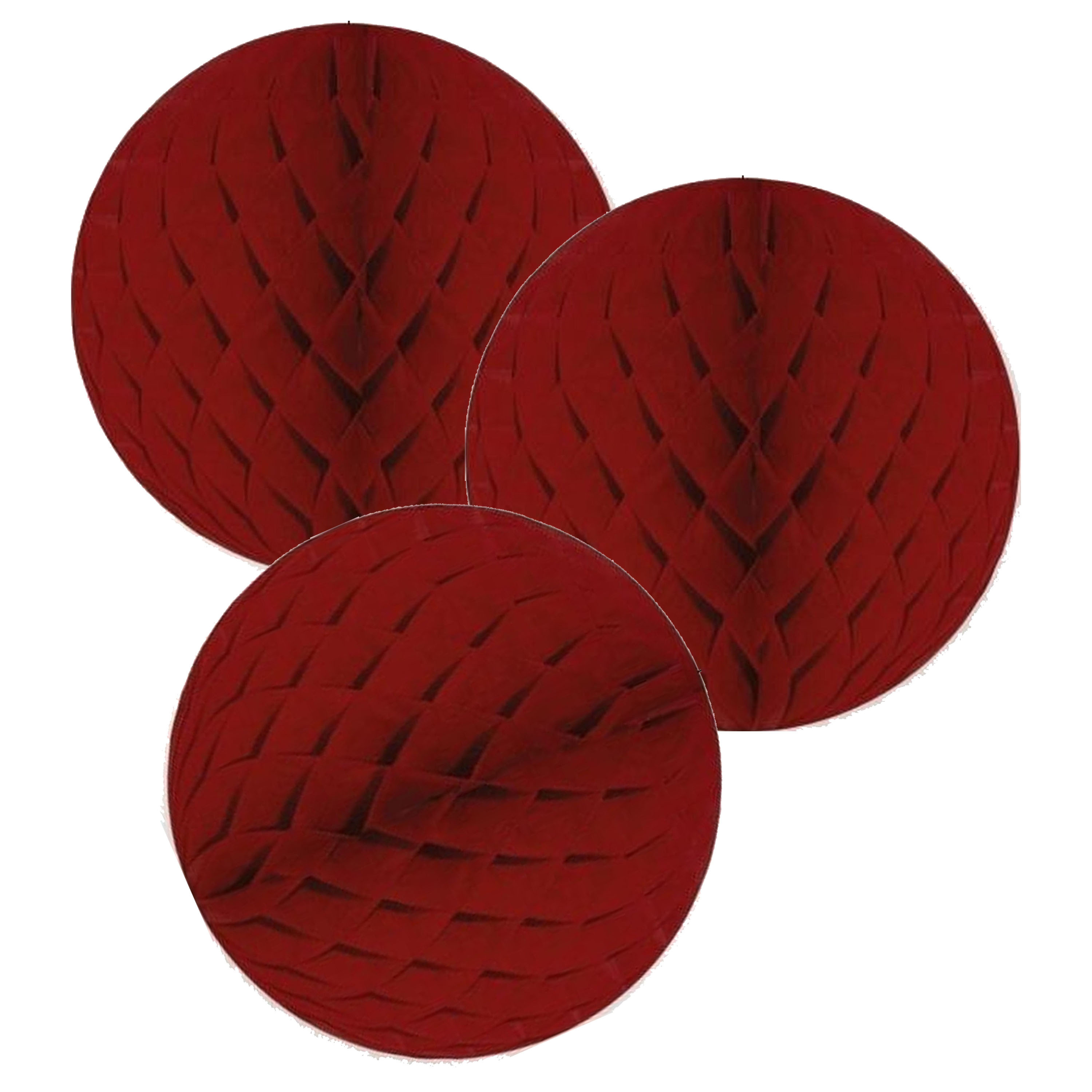 Merkloos 3x Papieren kerstballen bordeaux rood 10 cm kerstversiering -