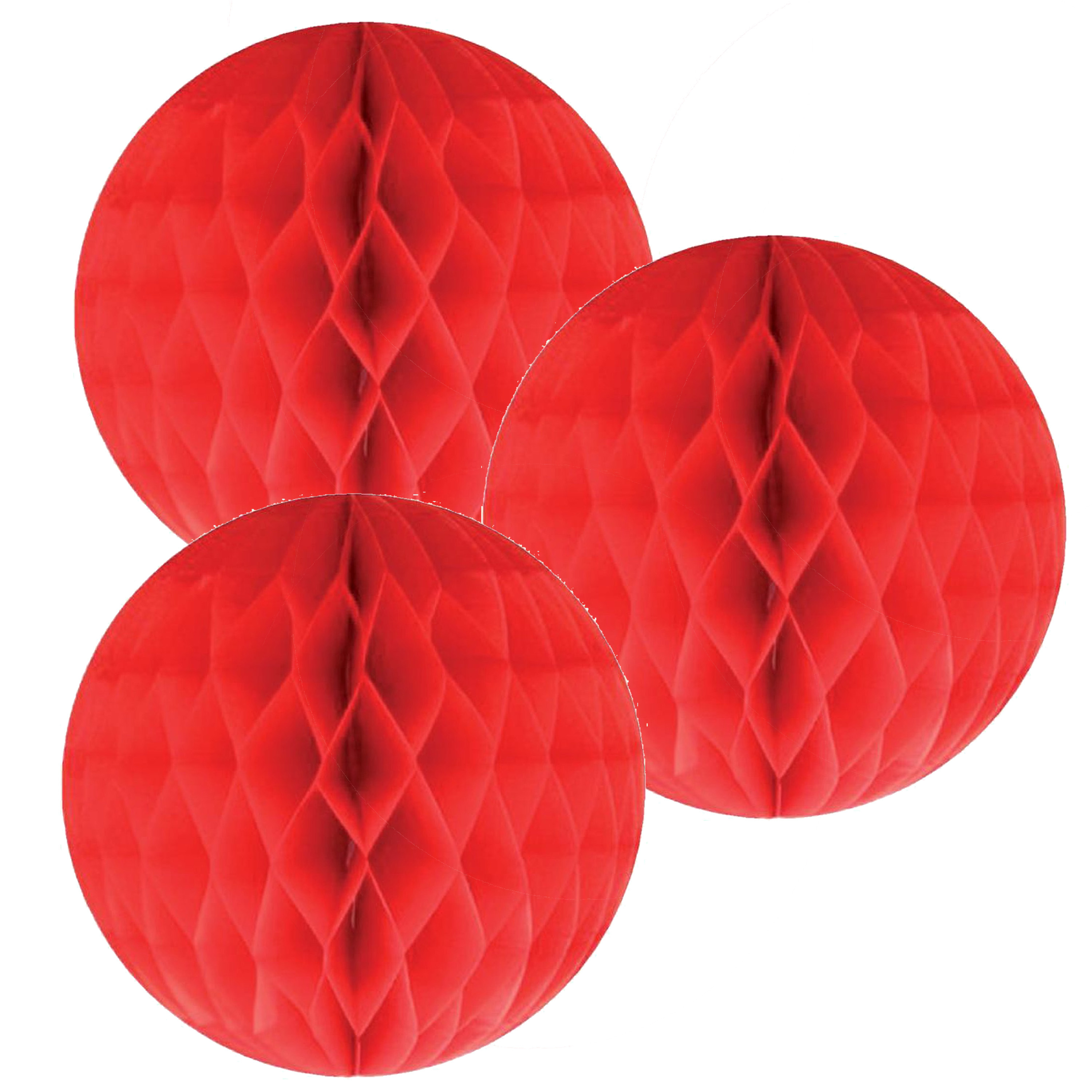 Merkloos 3x Papieren kerstballen rood 10 cm kerstversiering -