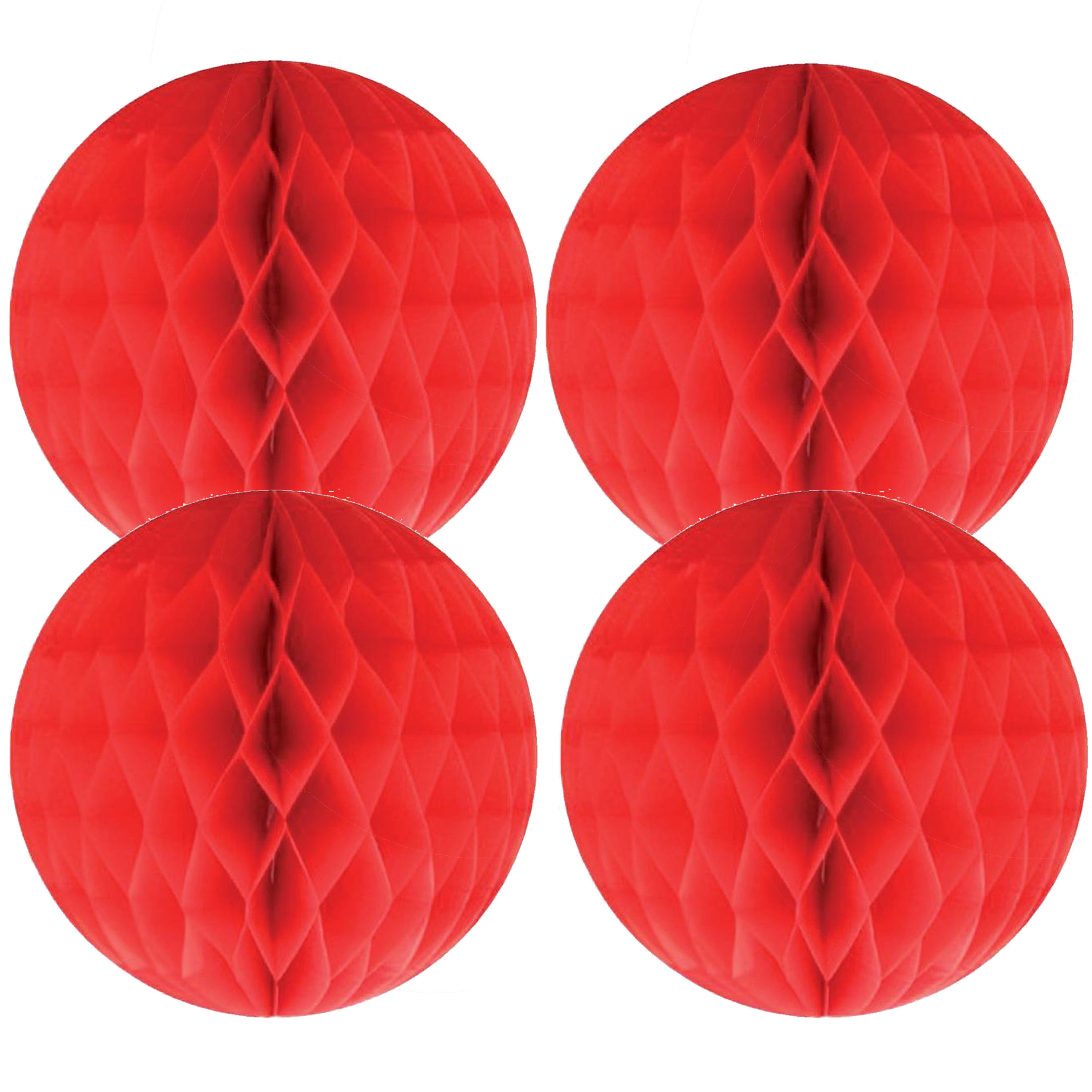 Merkloos 4x Papieren kerstballen rood 10 cm kerstversiering -