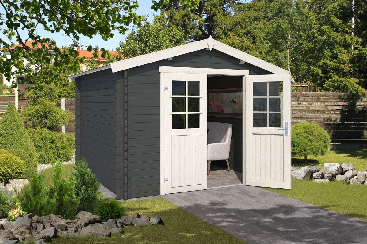 Van Kooten Tuin en Buitenleven Blokhut Norah 295x295 - Carbon Grey-Wit gecoat