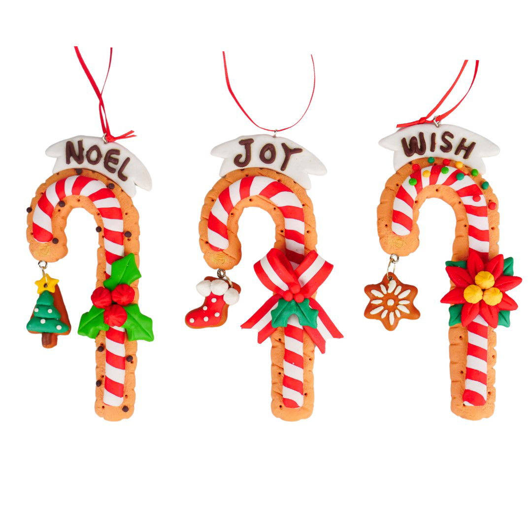 Kurt S. Adler 5.4 inch -5.6 inch H Clay Dough Candy Cane Orna X 3. 5x5x10 cm kerstornament - 