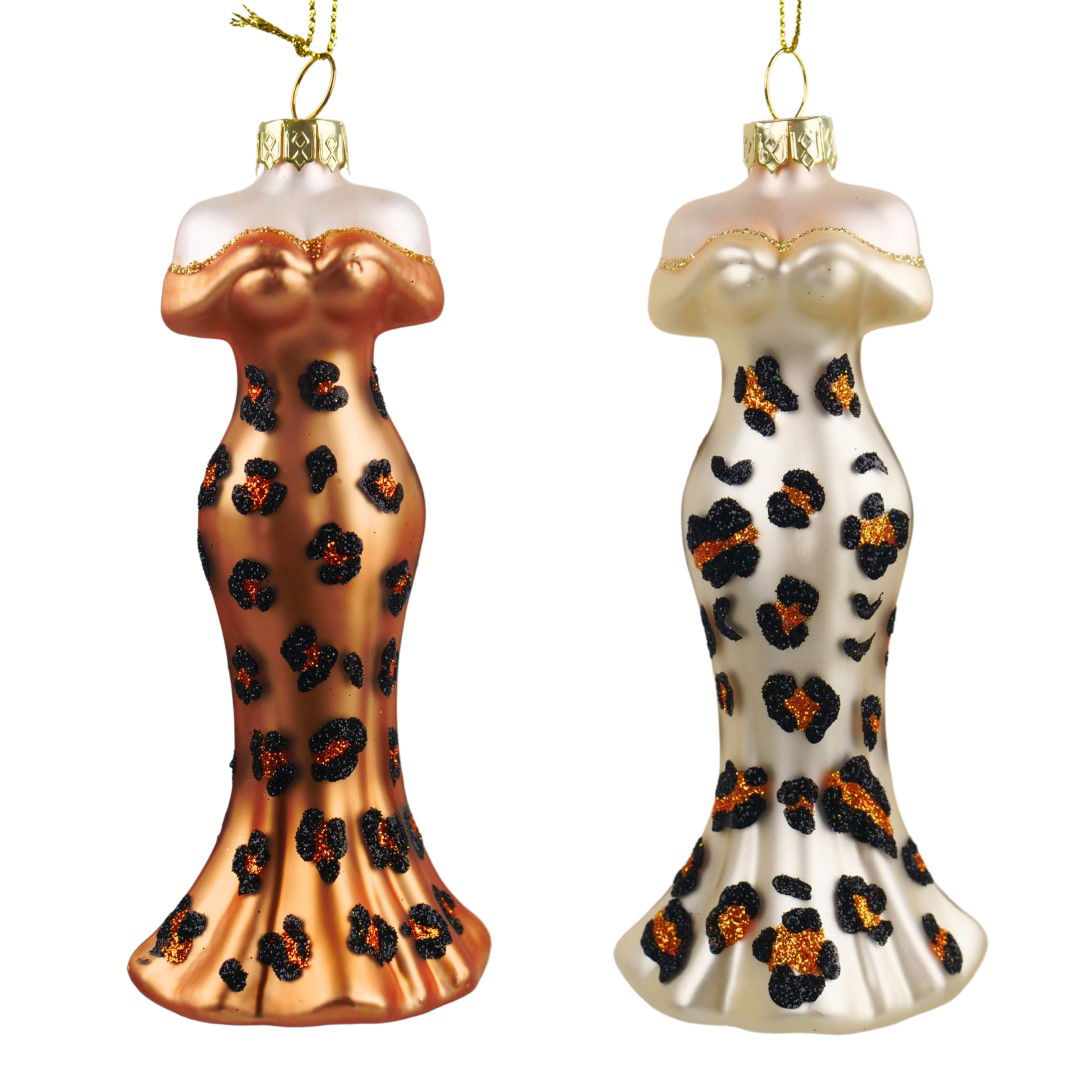 Kurt S. Adler 5.375 inch Leopard Lady Dress Ornament X 2. 5x5x10 cm kerstornament - 