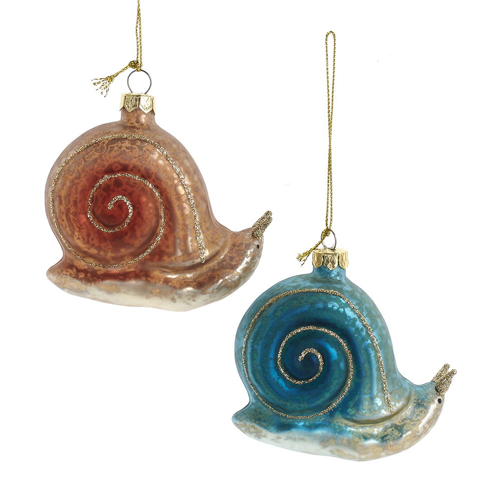 Kurt S. Adler 3 inch Glass Snail Orn 2/Asstd 8,89x3,175x7,62 cm kerstornament - 