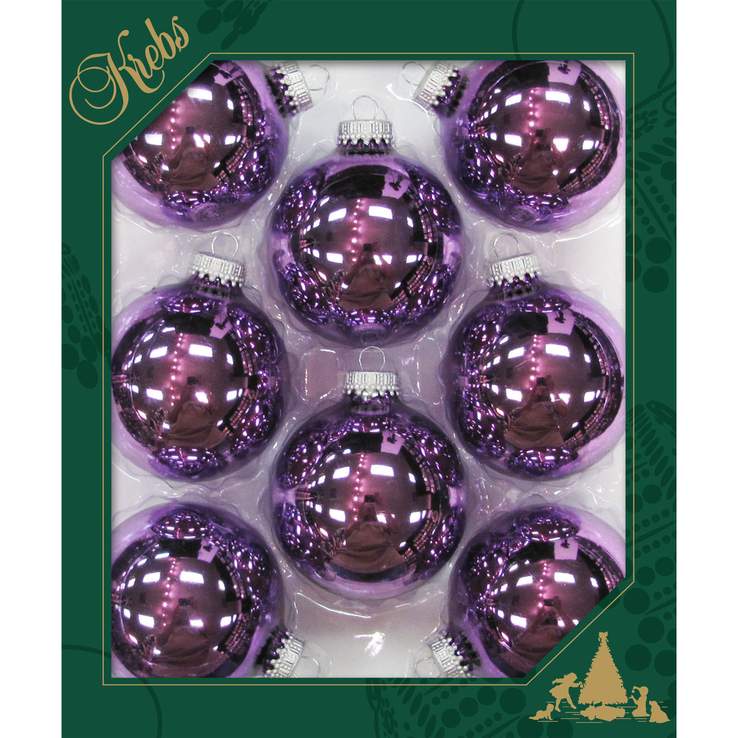 Krebs 8x stuks glazen kerstballen 7 cm amethist paars glans -