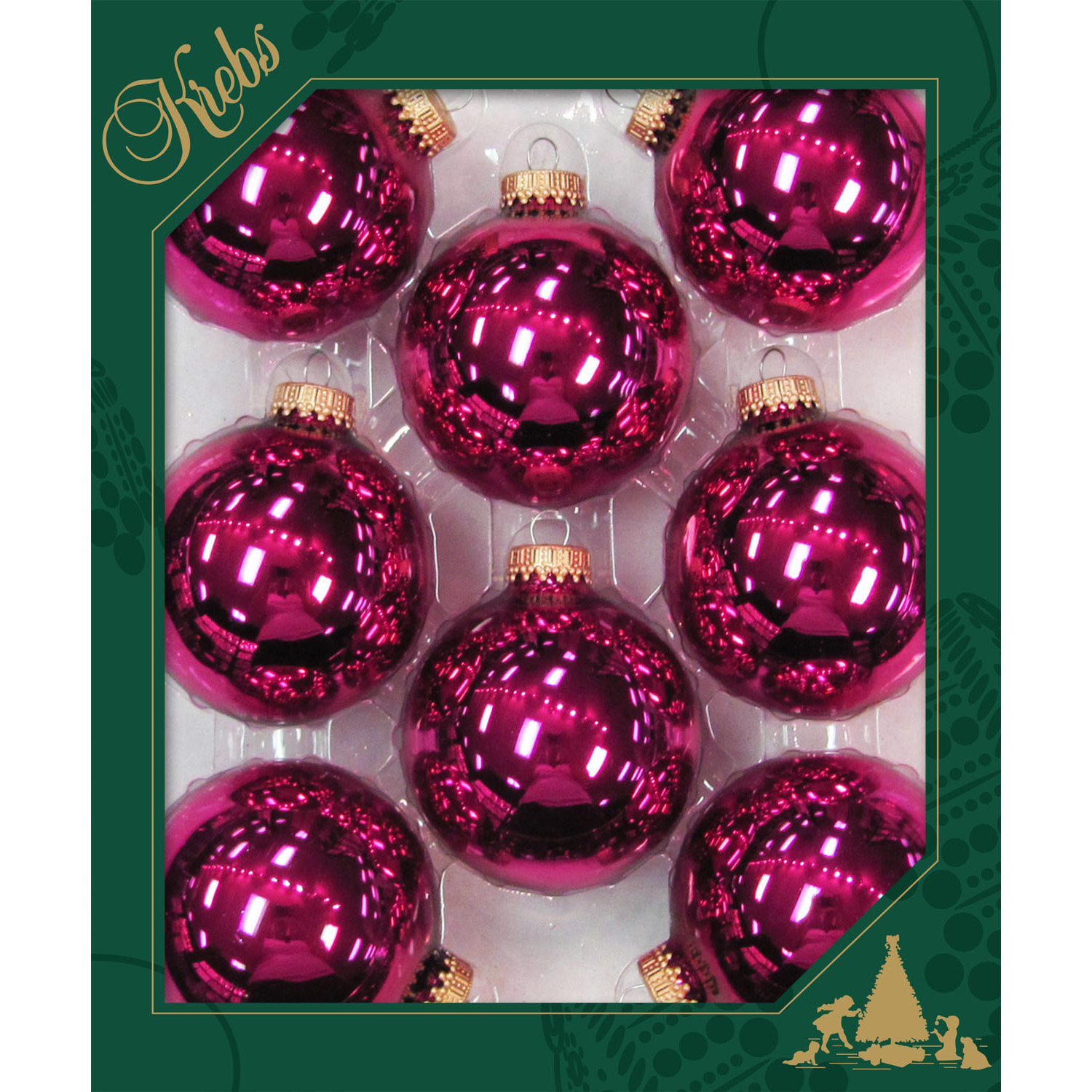 Krebs 8x stuks glazen kerstballen 7 cm cabernet roze glans -