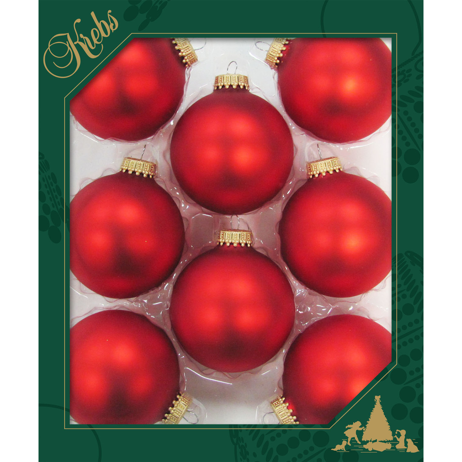 Krebs 8x stuks glazen kerstballen 7 cm vuurrood -