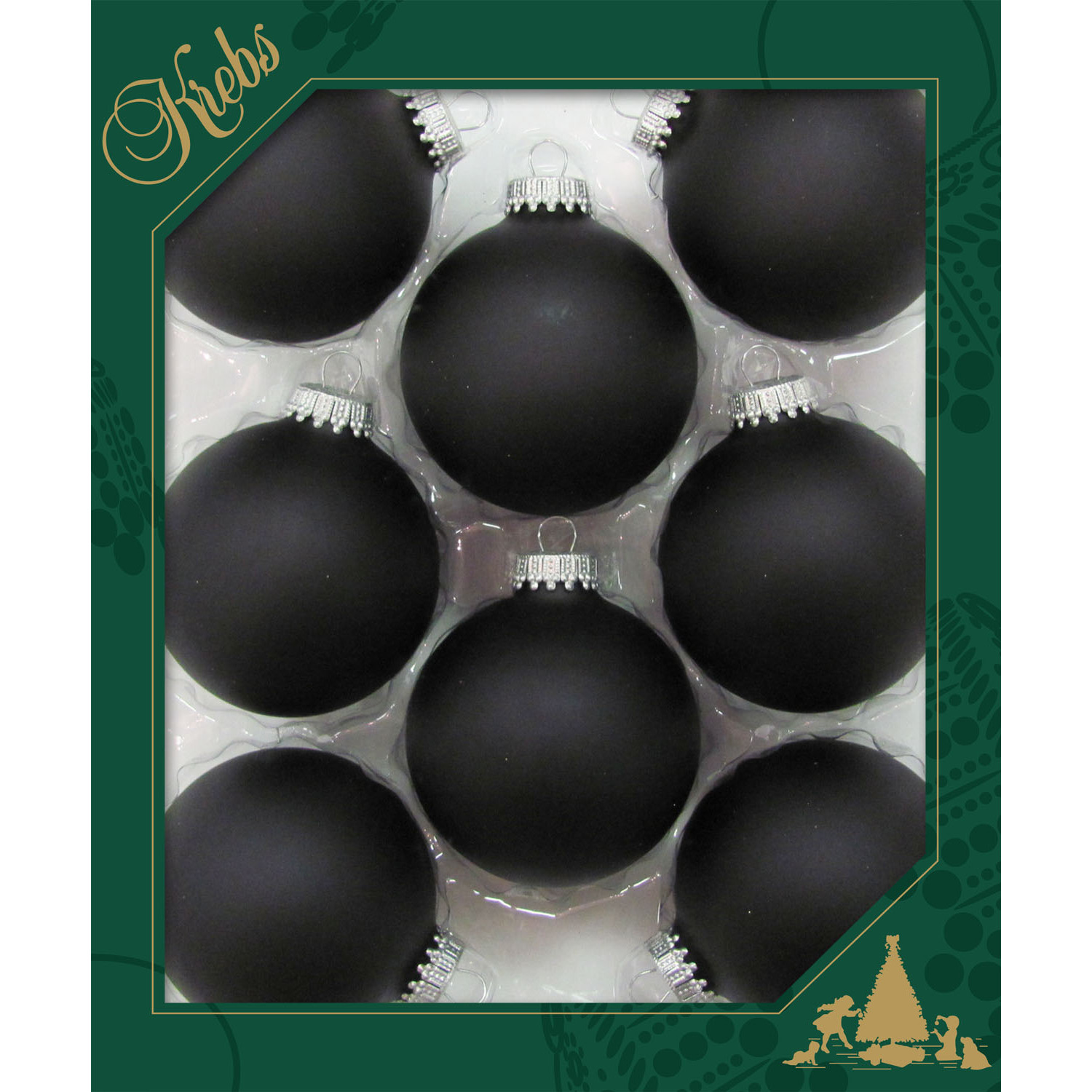 Krebs Kerstballen - 8 stuks - velvet zwart mat - glas - 7 cm -