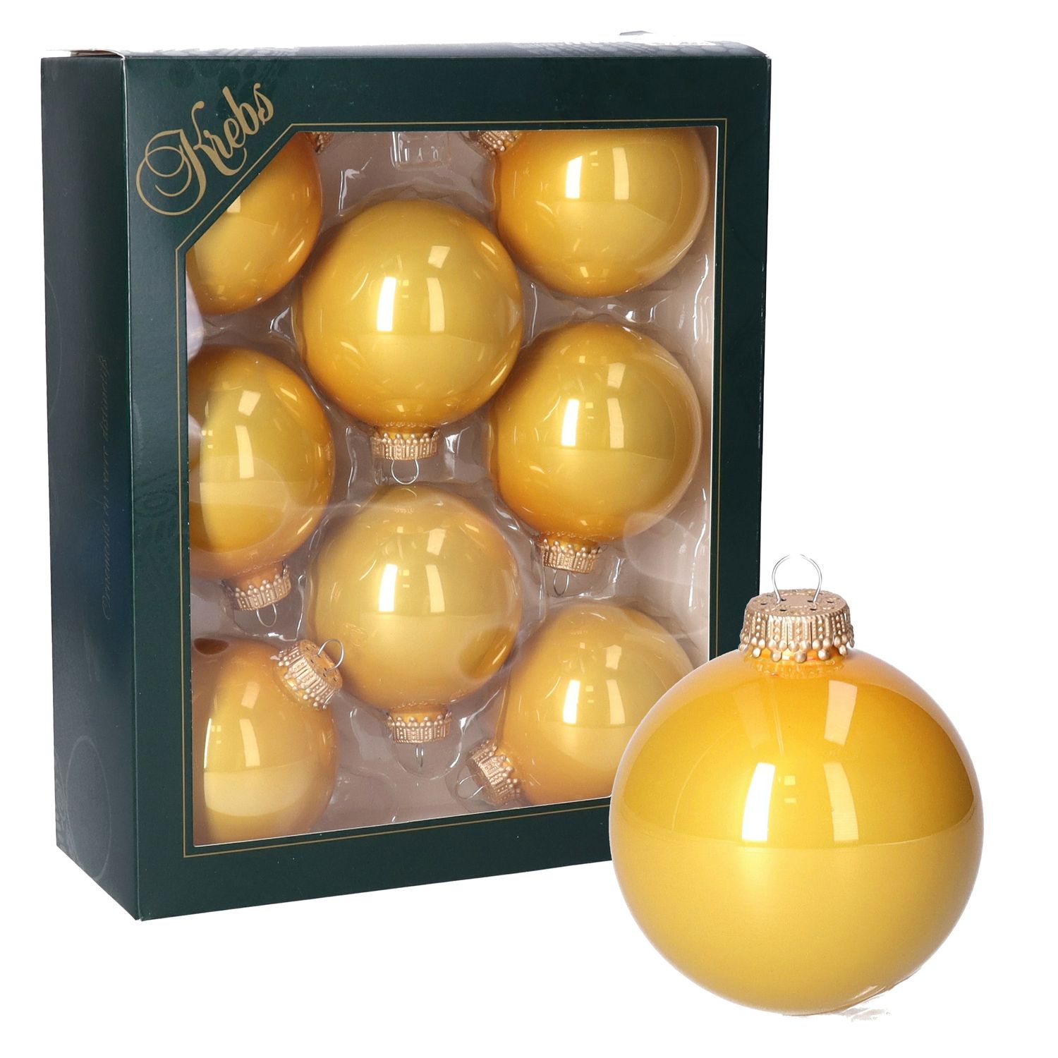 Krebs Kerstballen - 8x st - neon geel - 7 cm - glas -