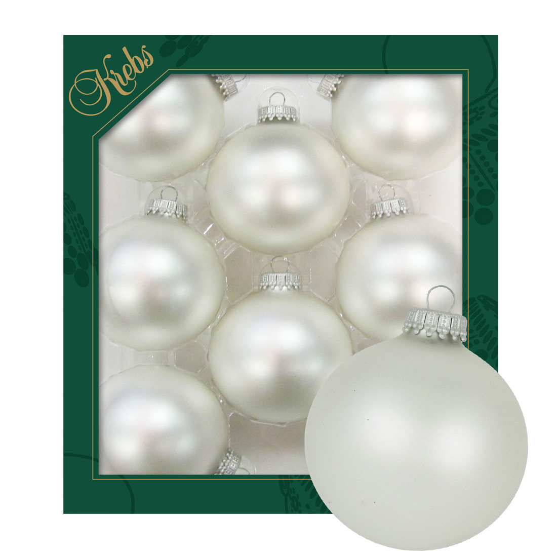 Krebs kerstballen - 8x stuks - parel grijs - glas - 7 cm - mat -