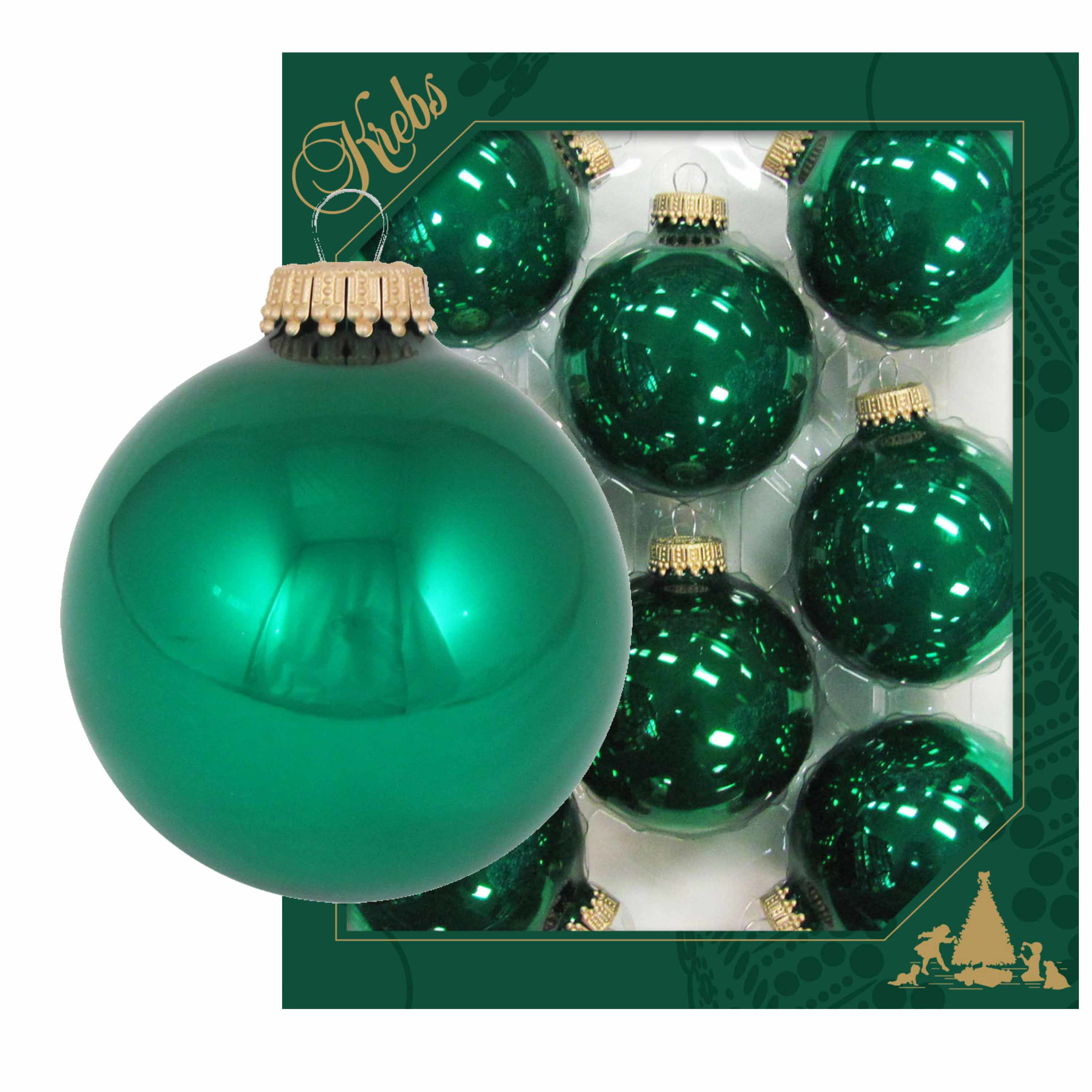 Krebs Kerstballen - emerald groen - 8ST - glas - glans - 7 cm -