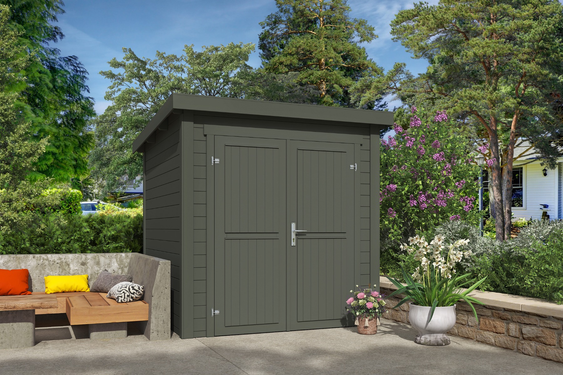 Van Kooten Tuin en Buitenleven Tuinhuis Sara 200x200 cm - Green Grey gecoat