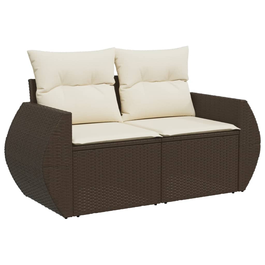 vidaXL 4-delige Loungeset met kussens poly rattan bruin