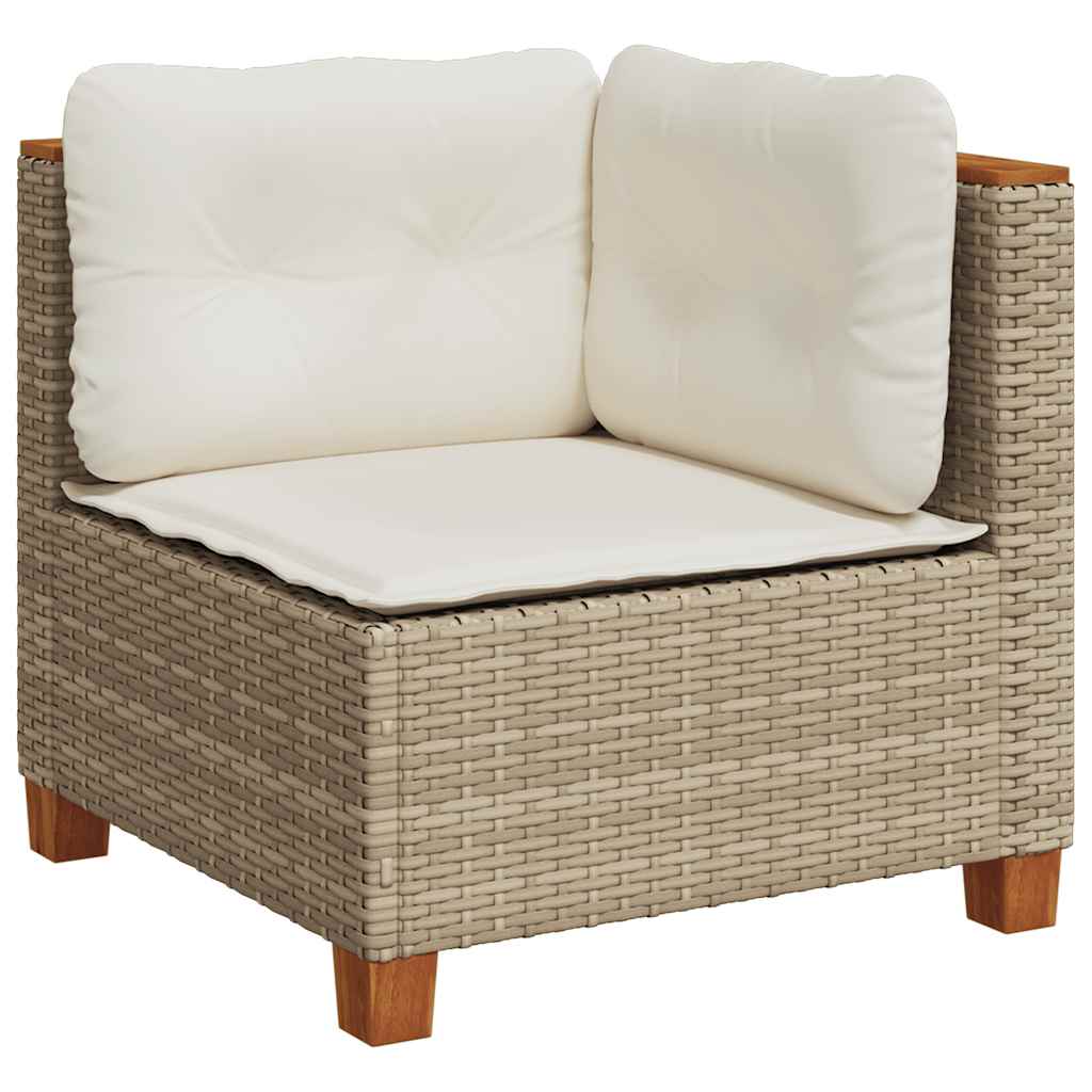 vidaXL 5-delige Loungeset met kussens poly rattan beige