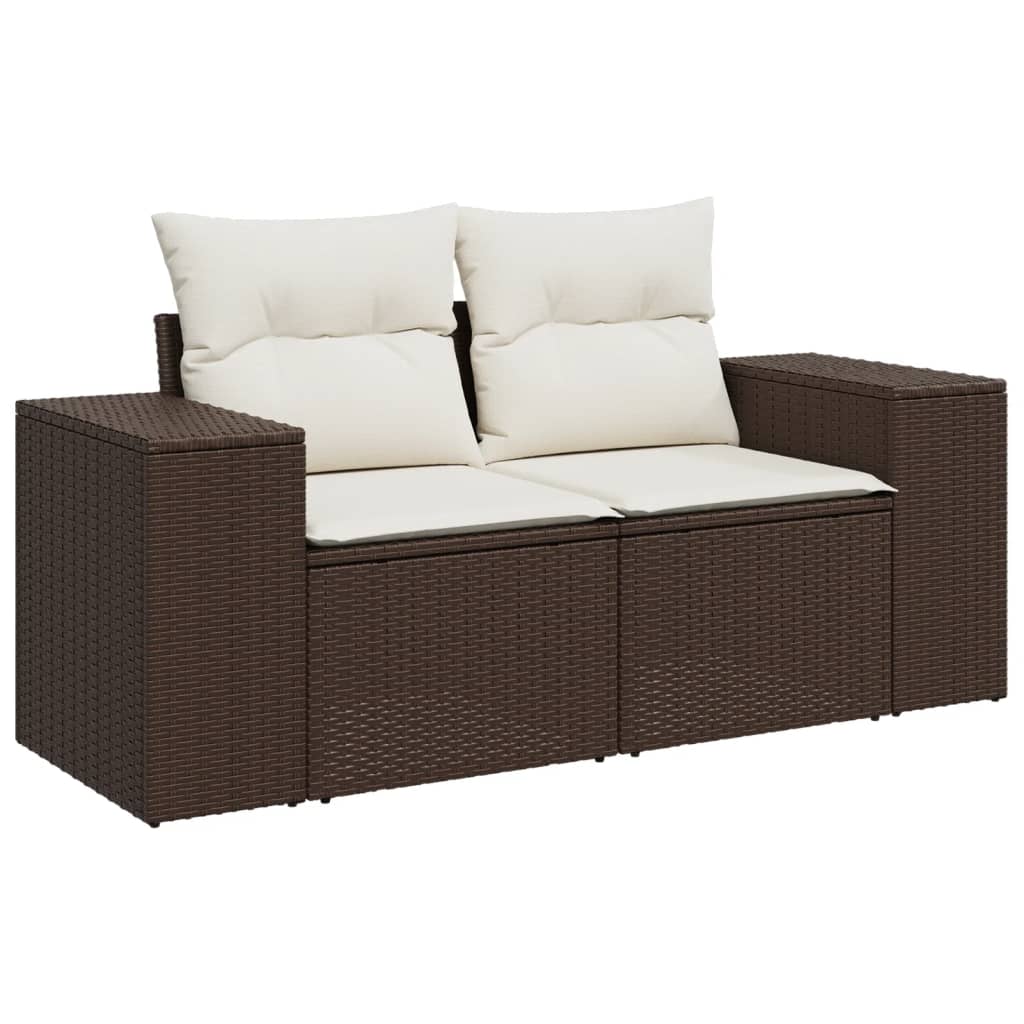 vidaXL 7-delige Loungeset met kussens poly rattan bruin