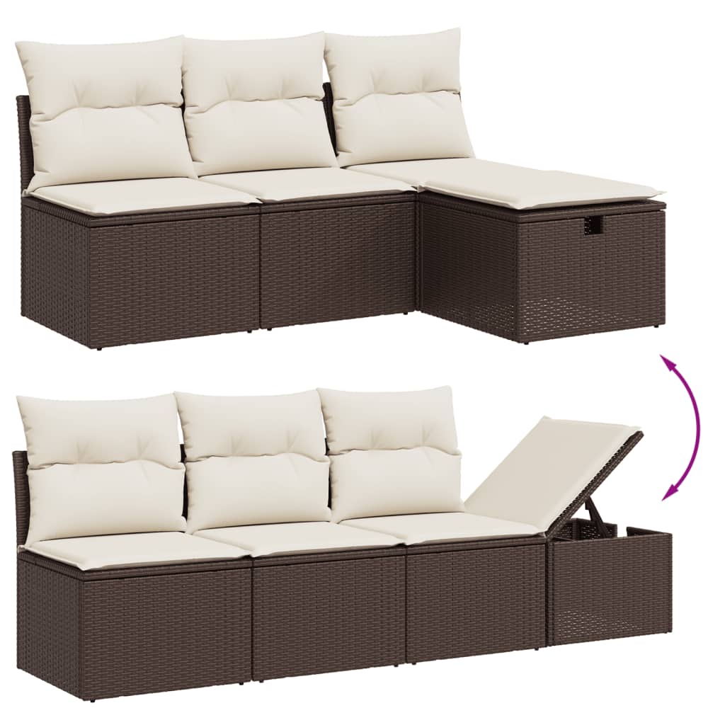 vidaXL 7-delige Loungeset met kussens poly rattan bruin