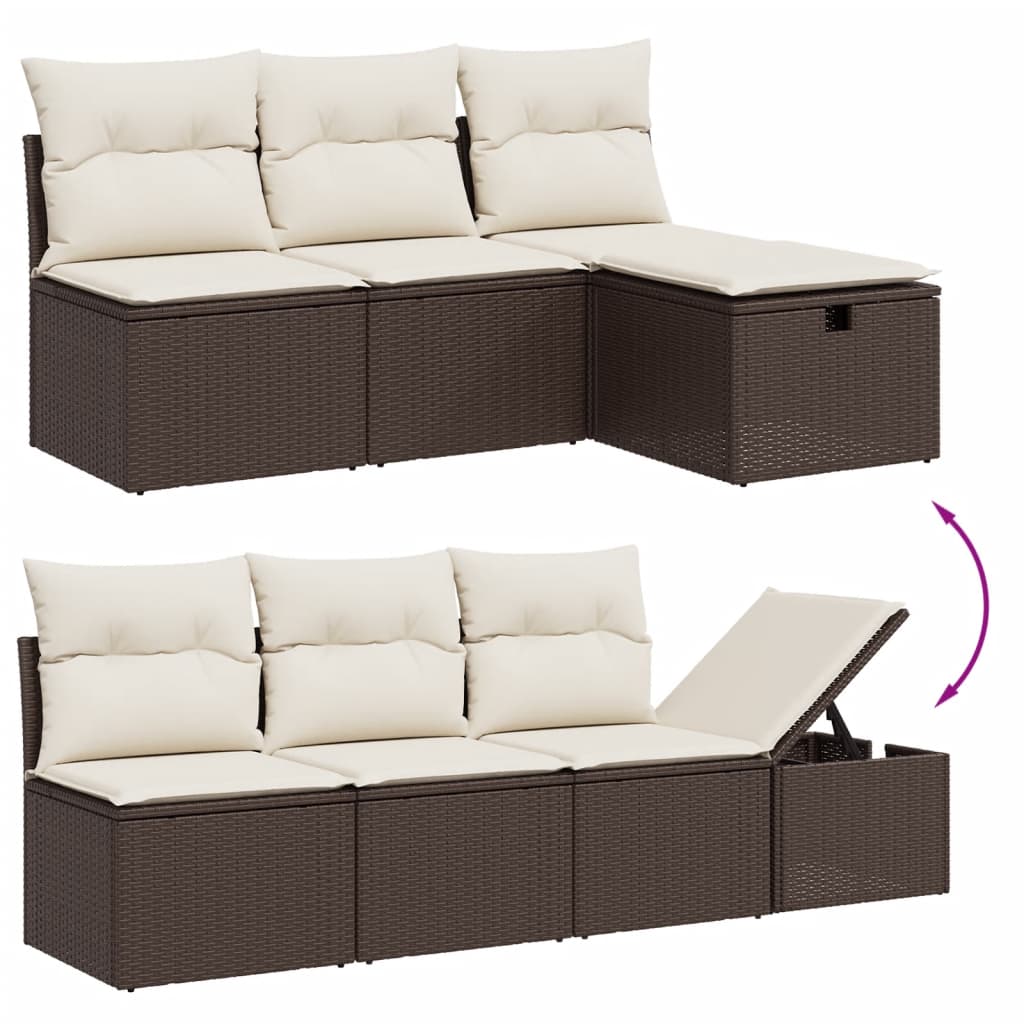 vidaXL 8-delige Loungeset met kussens poly rattan bruin