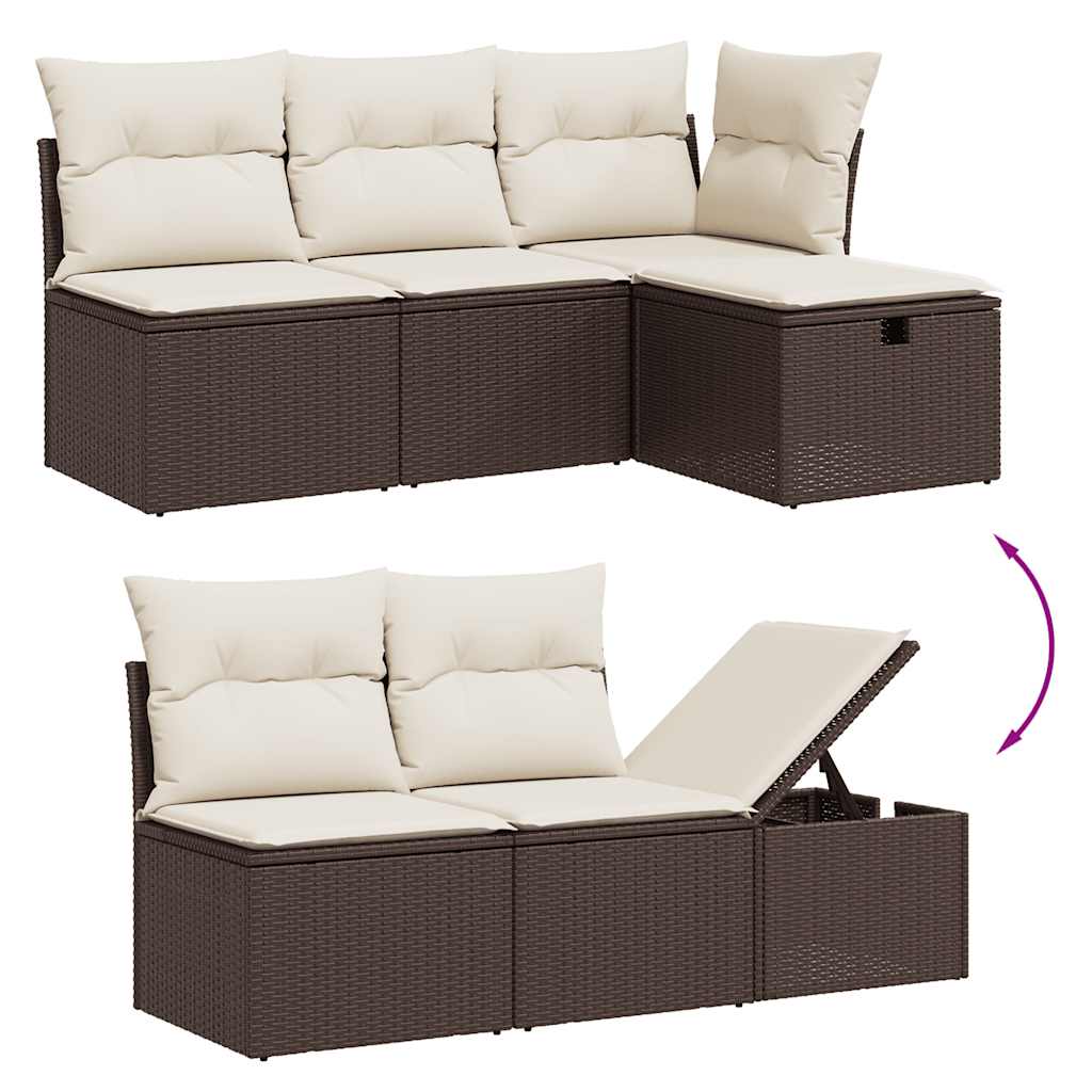 vidaXL 10-delige Loungeset met kussens poly rattan bruin