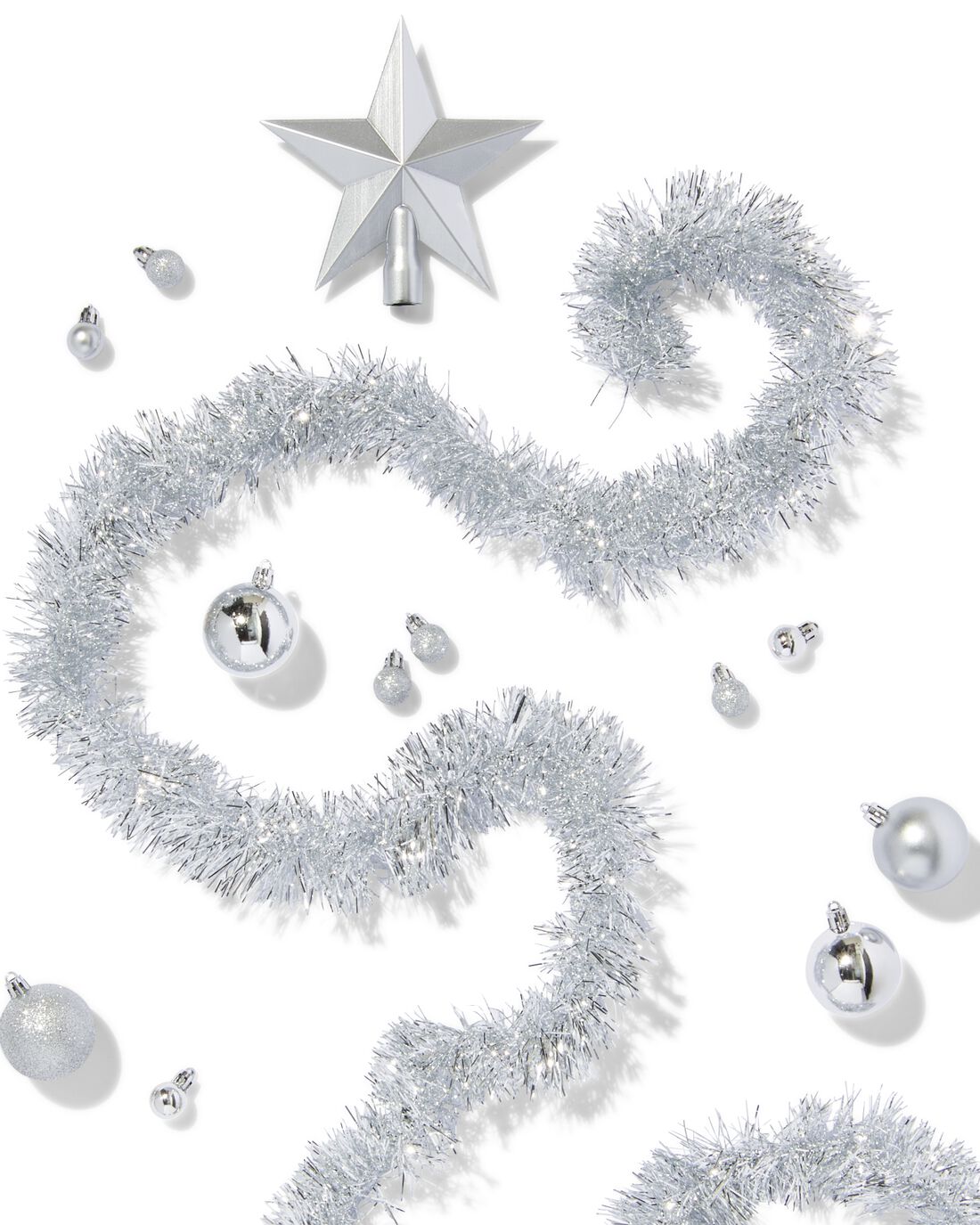 HEMA Kerstboom Decoratieset Gerecycled Plastic Zilver 54-delig (zilver)