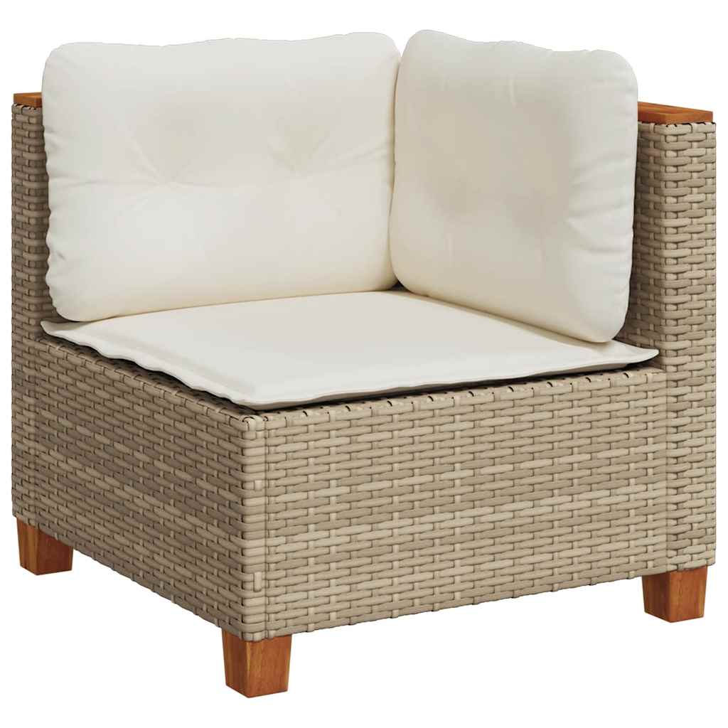 vidaXL 11-delige Tuinset met kussens poly rattan beige