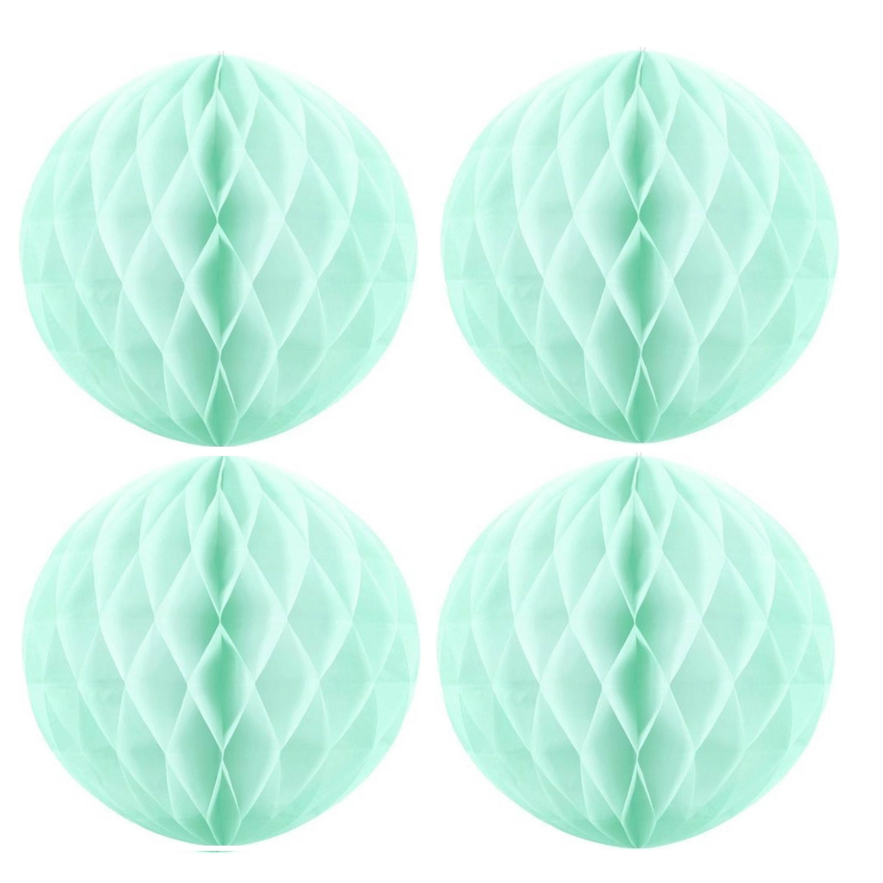 Merkloos Papieren kerstballen - 4x - mintgroen - 10 cm - kerstversiering -