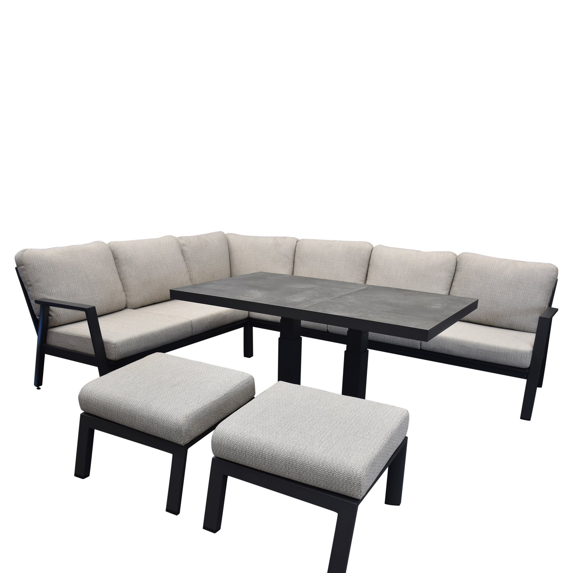 AVH-Collectie Barolo hoek dining loungeset 6 delig aluminium verstelbare tafel