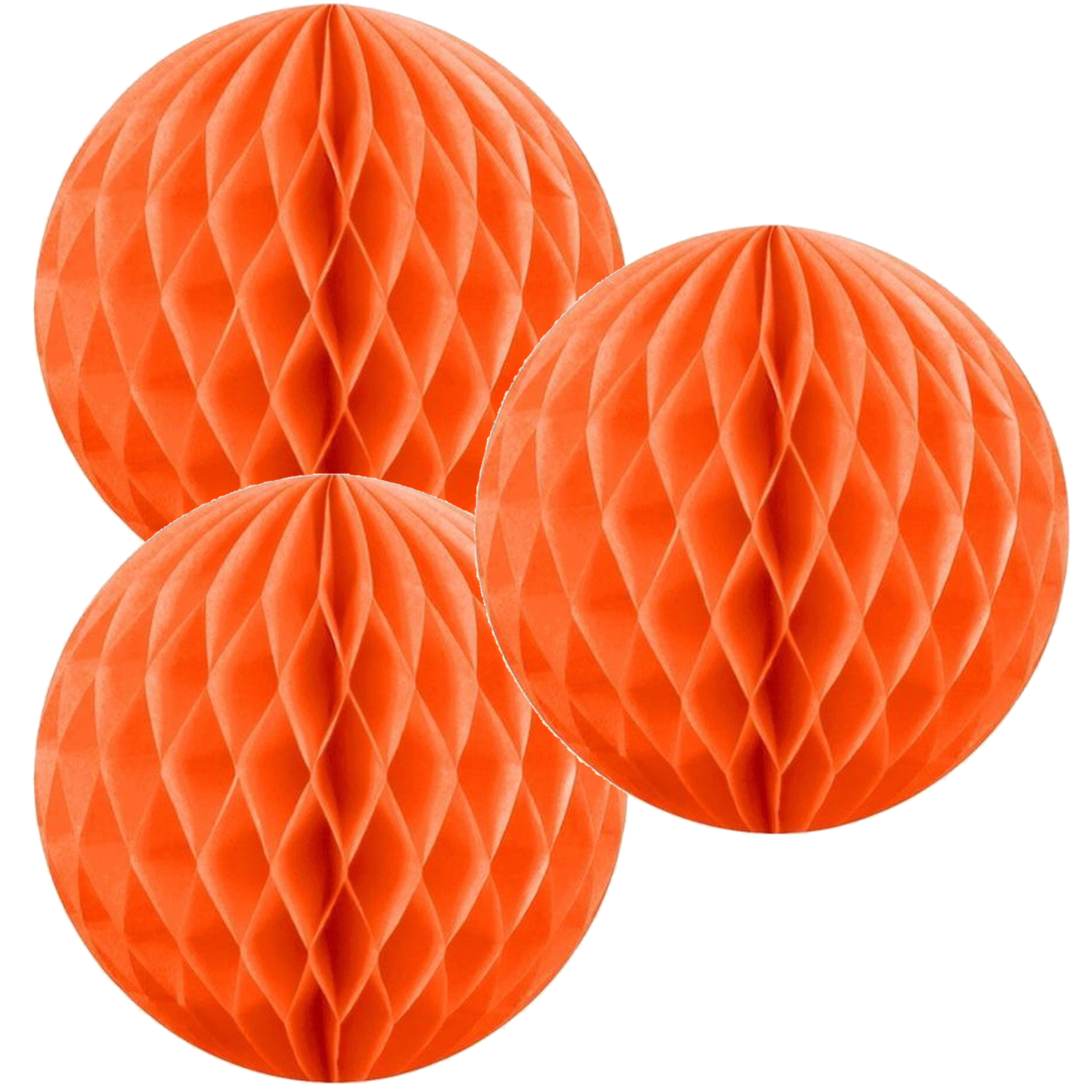 Merkloos Papieren kerstballen - 3x - oranje - 10 cm - kerstversiering -