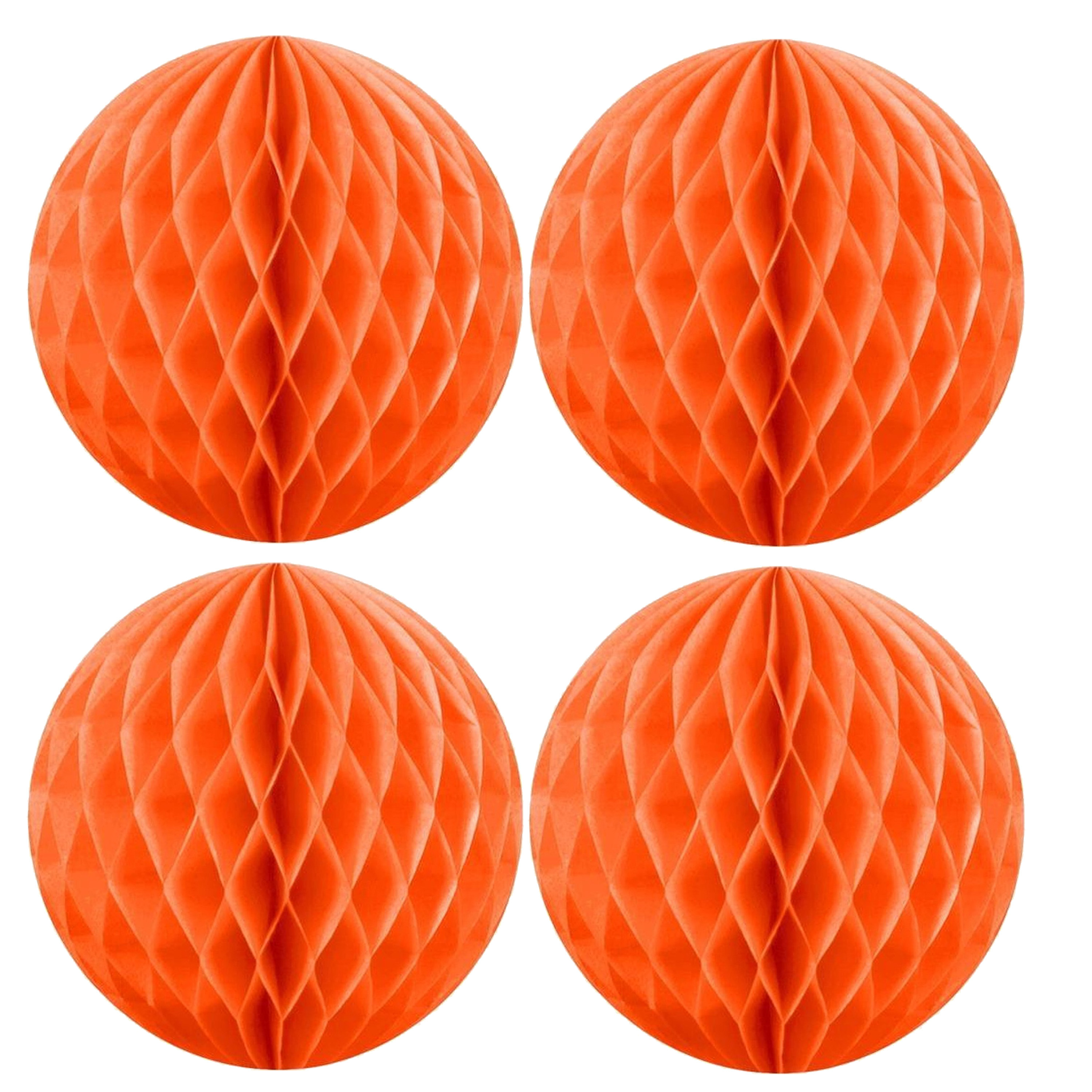 Merkloos Papieren kerstballen - 4x - oranje - 10 cm - kerstversiering -