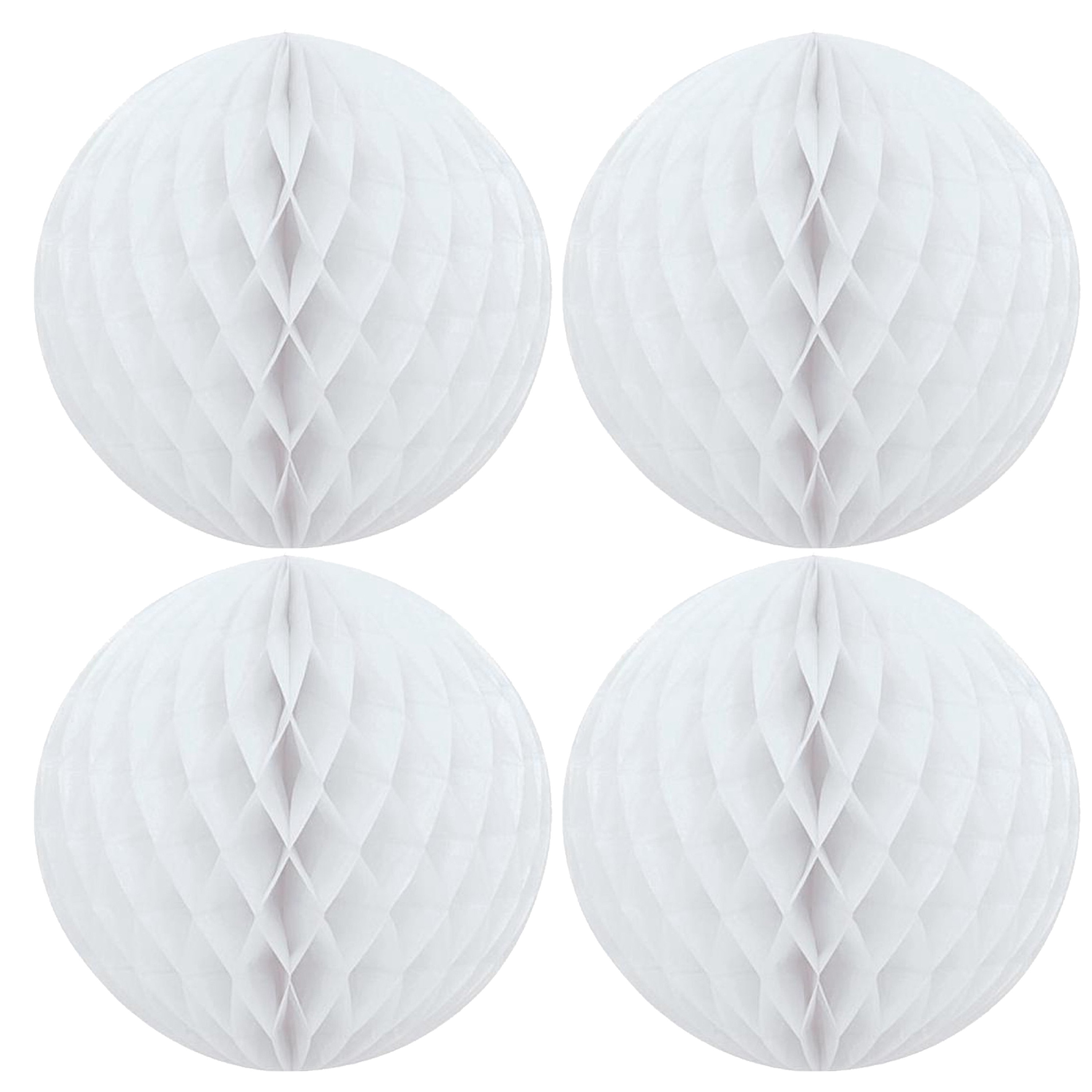 Merkloos Papieren kerstballen - 4x - wit - 10 cm - kerstversiering -