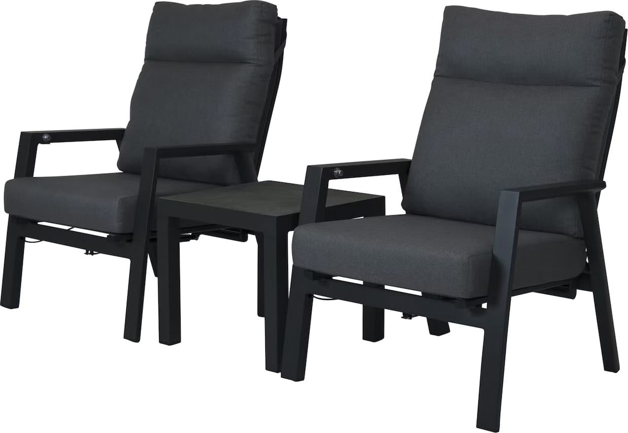 Relax Loungestoelen Aruba met bijzettafel Andorra 50 cm 3-delig