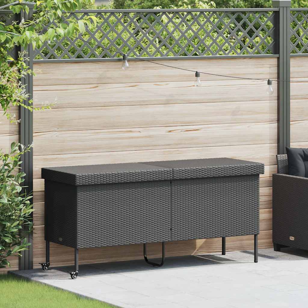 vidaXL Tuinbox met wielen 160x55x75 cm poly rattan zwart