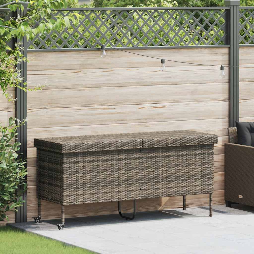 vidaXL Tuinbox met wielen 160x55x75 cm poly rattan grijs