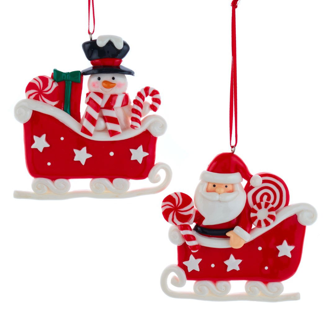 Kurt s. Adler 3.375 inch Santa/Snwmn Sleigh Orns 8,89x7,874x0,508 cm kerstornament - 