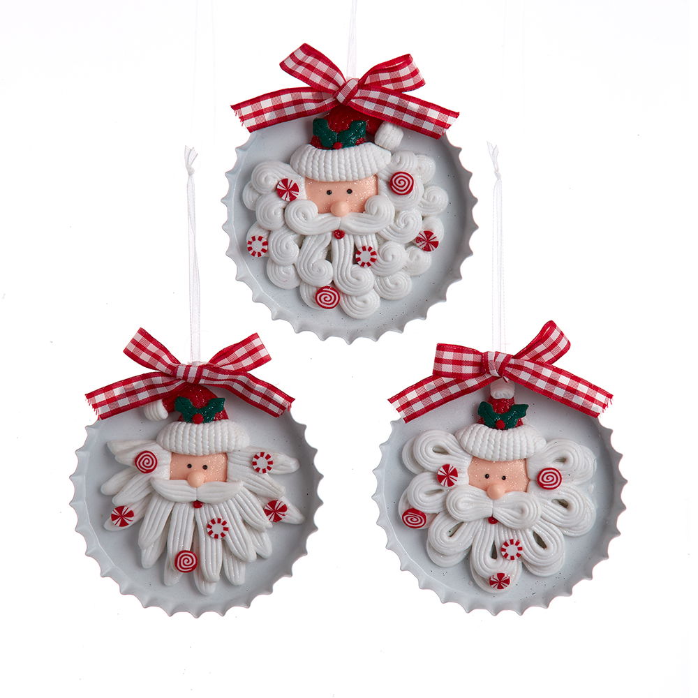 Kurt s. Adler 4.13 inch Metal Santa Cookie Orn 3/Asstd 10,16x9,906x2,54 cm kerstornament - 