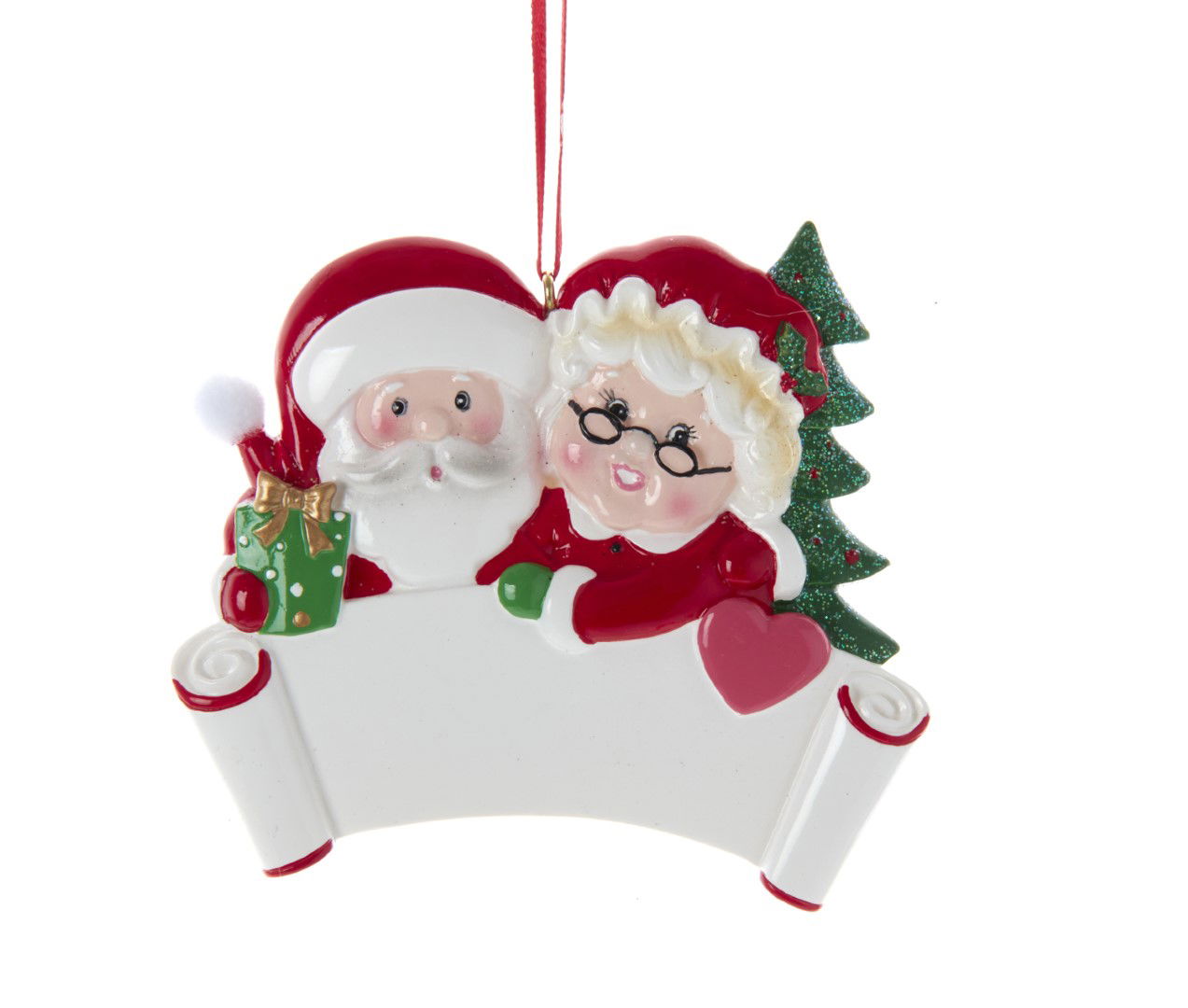 Kurt s. Adler 3.125 inch Resin Santa & Mrs Claus Banne 8,89x0,9525x7,9375 cm kerstornament - 