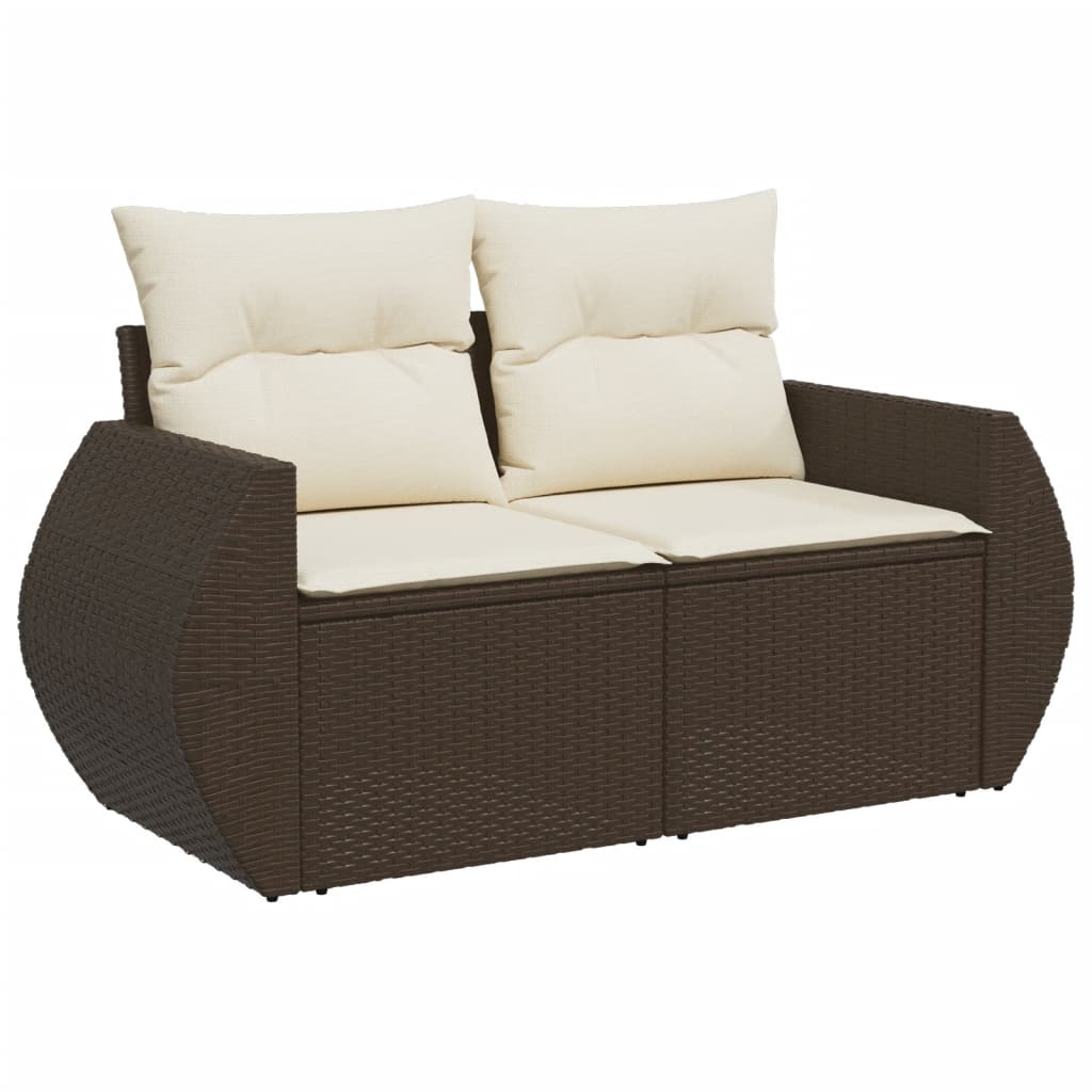 vidaXL 9-delige Loungeset met kussens poly rattan bruin