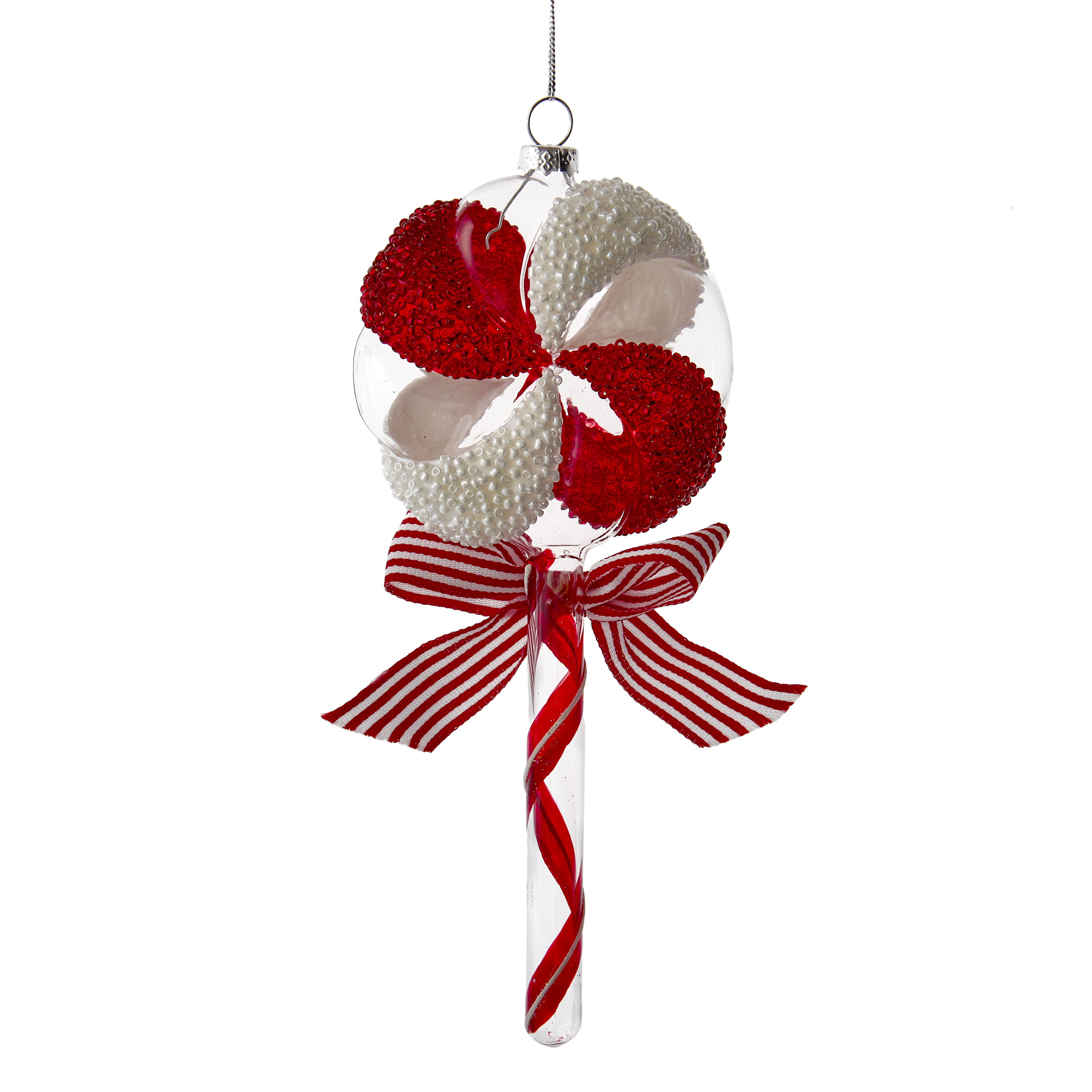 Kurt s. Adler Ornament glas lolly wit rood l20cm - 