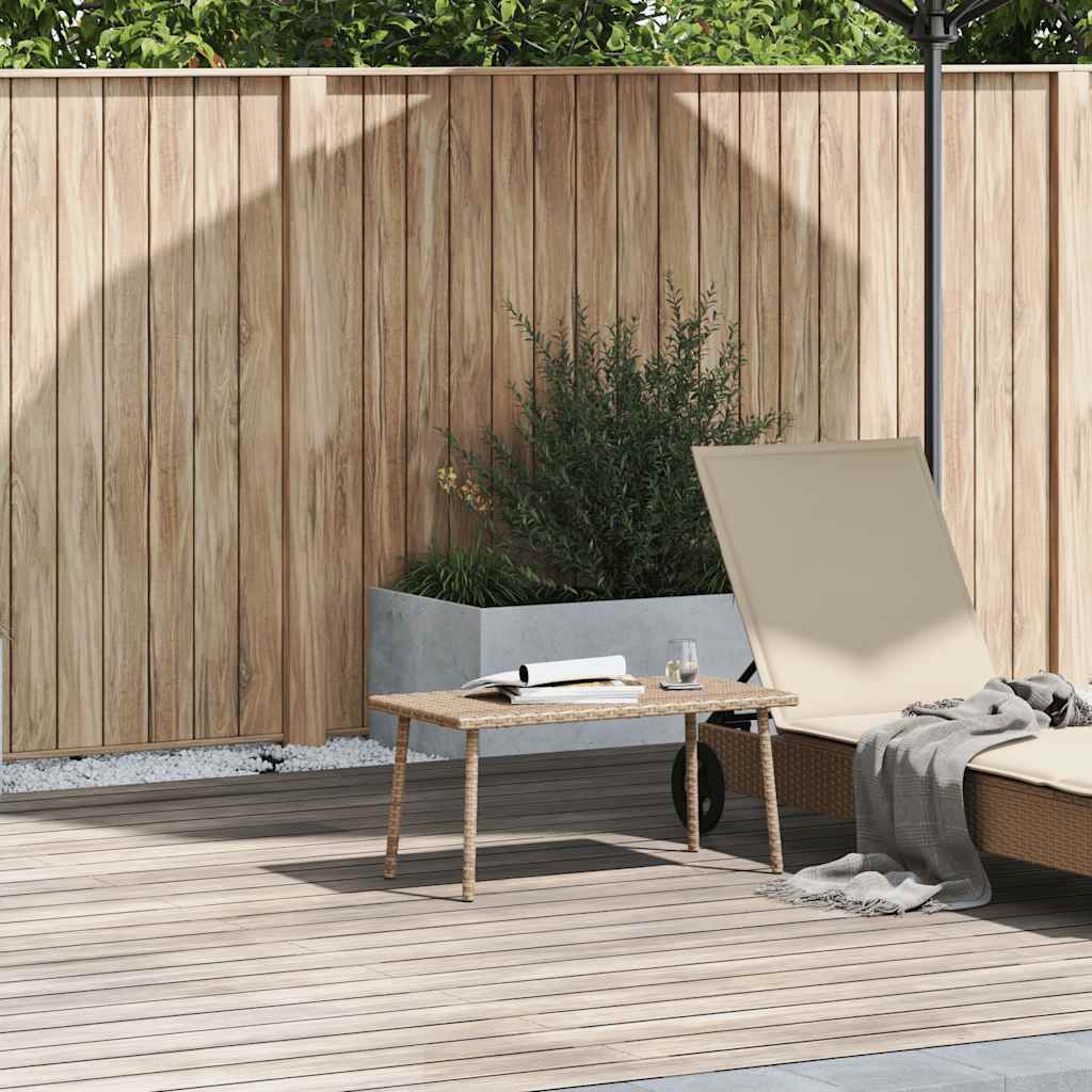 vidaXL Tuin salontafel rechthoekig 80x40x37 cm poly rattan beige