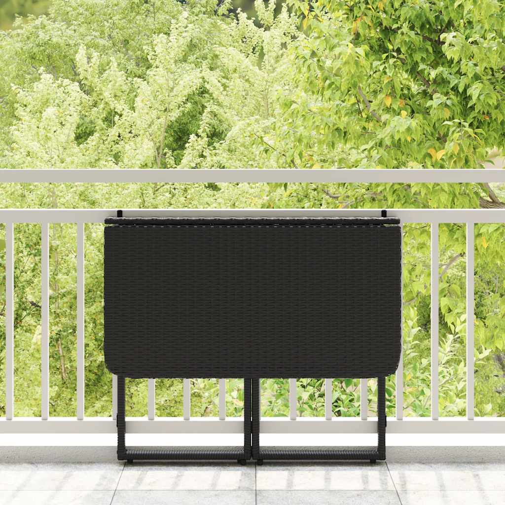 vidaXL Tuintafel inklapbaar 90x51x75 cm poly rattan zwart