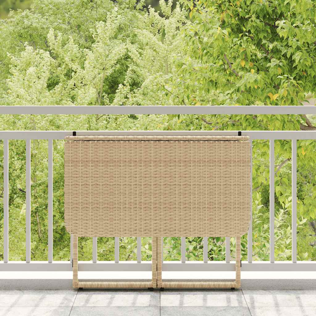 vidaXL Tuintafel inklapbaar 90x51x75 cm poly rattan beige