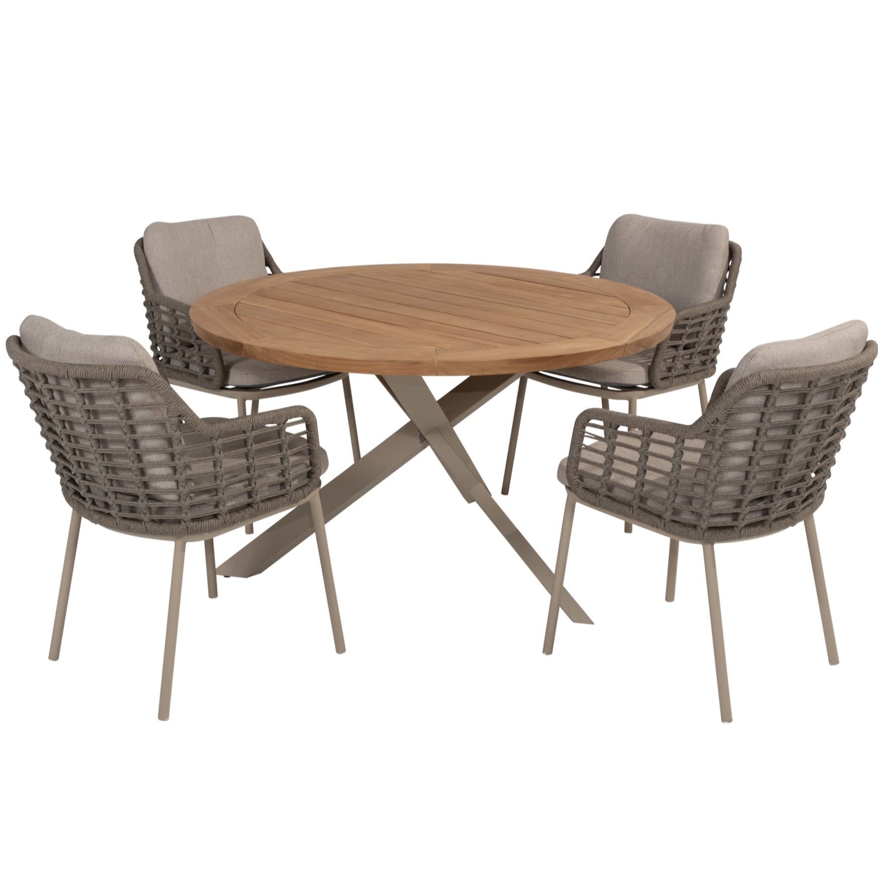 Taste 4SO Puglia Prado dining tuinset 130øx75 cm rond 5 delig teak 