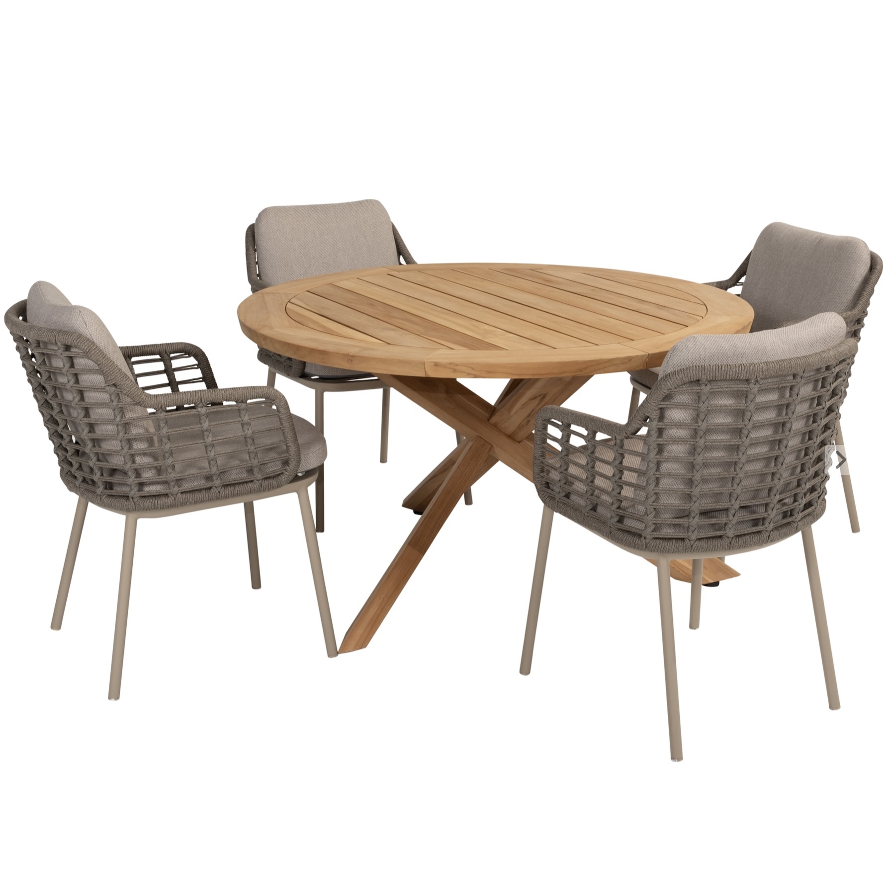 Taste 4SO Puglia Prado dining tuinset 130øx75 cm rond 5 delig teak 