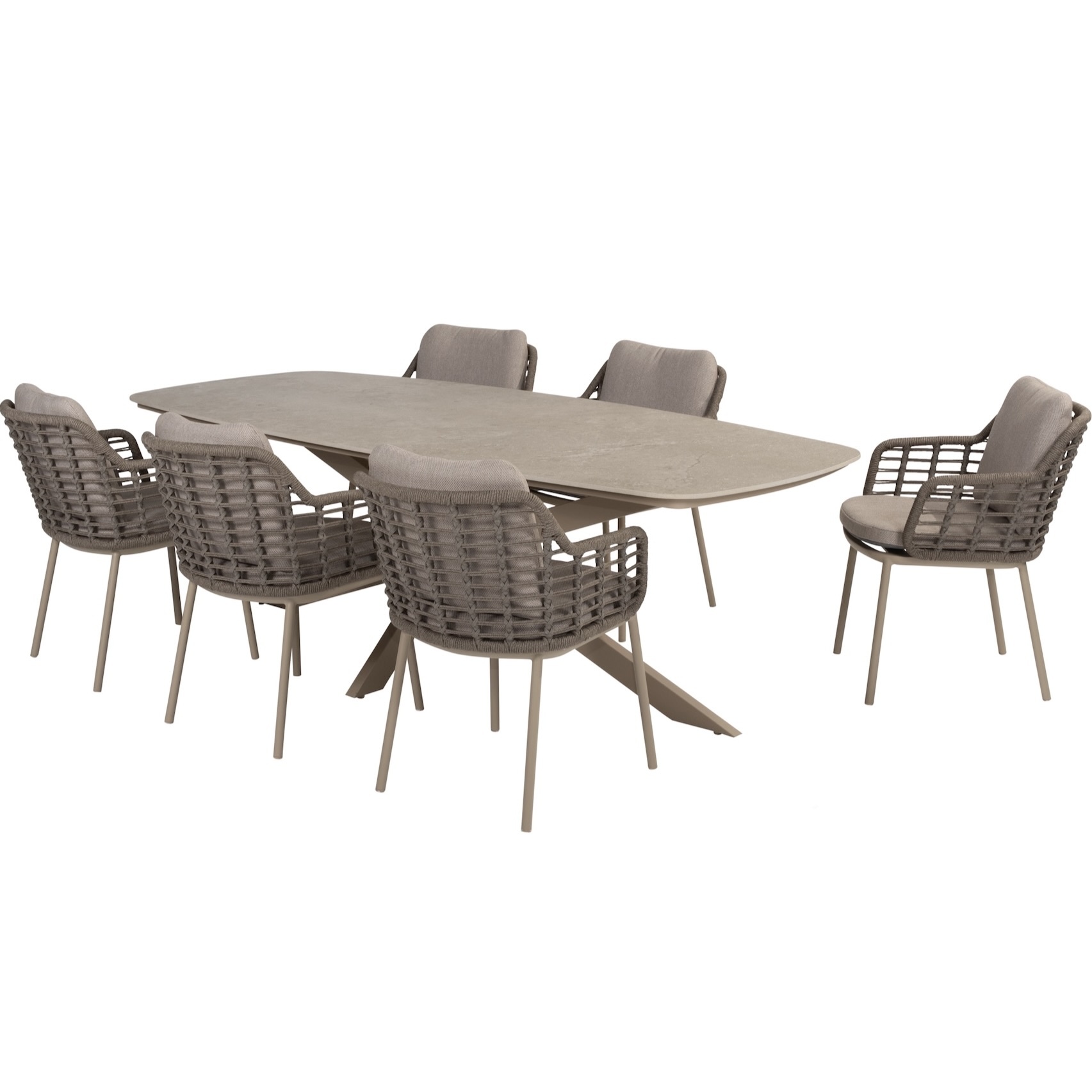 Taste 4SO Puglia Prado dining tuinset 240x105xH75 cm 7 delig latte met keramisch deens ovaal blad 