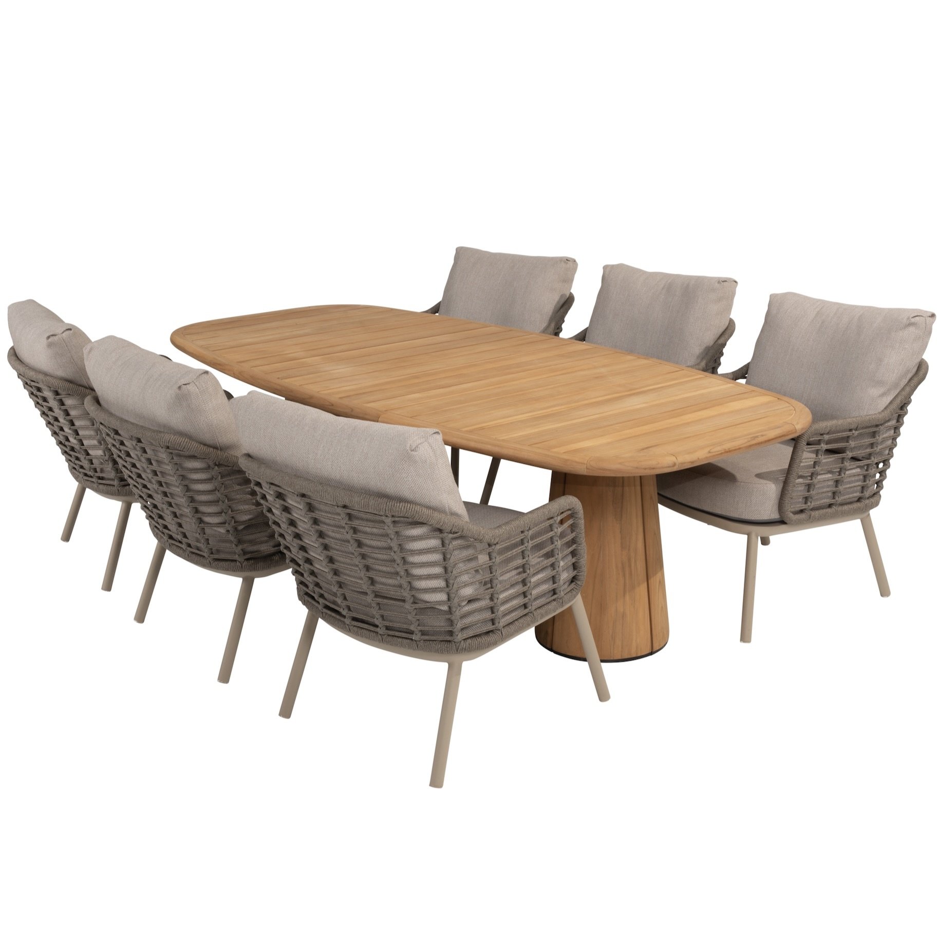 Taste 4SO Puglia Capri barrel low dining tuinset 240x110xH69 cm 7 delig teak 4 Seasons Outdoor