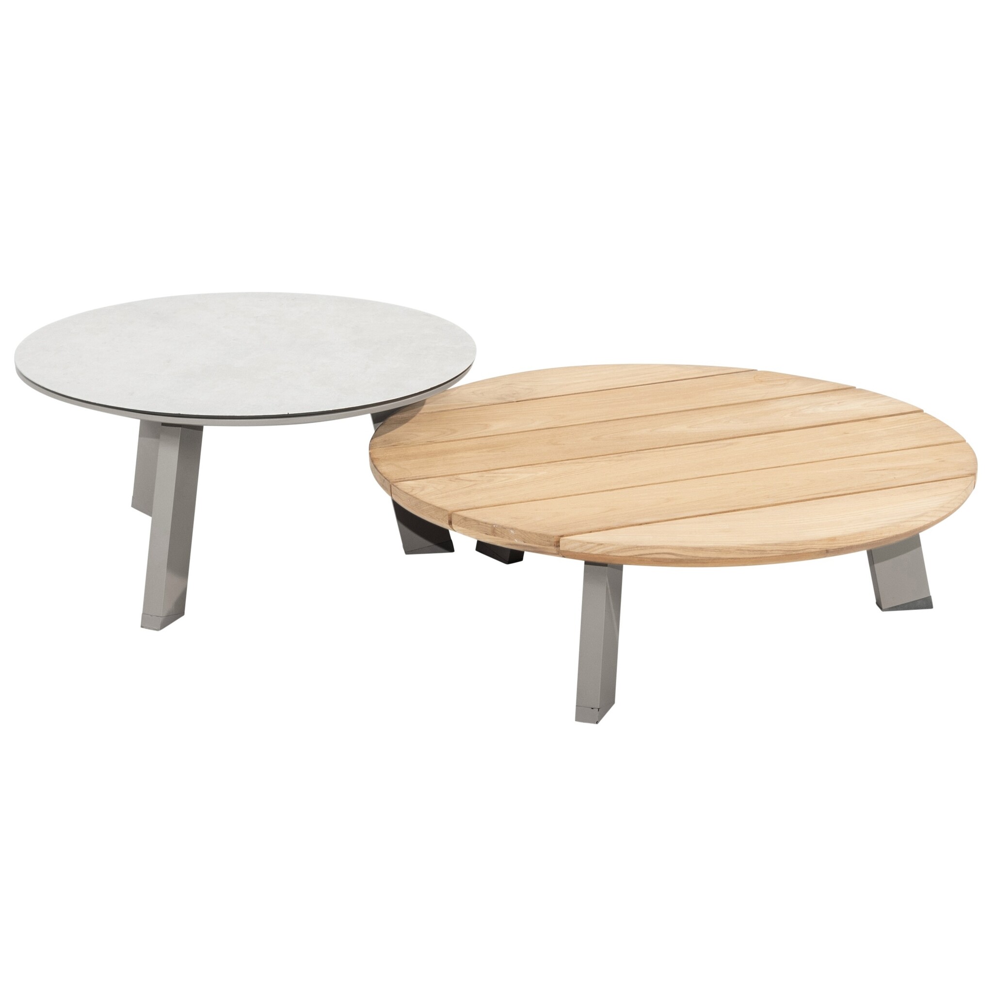 4 Seasons Outdoor Emma set loungetafels 65 cm rond en 80 cm rond ceramic teak cloud