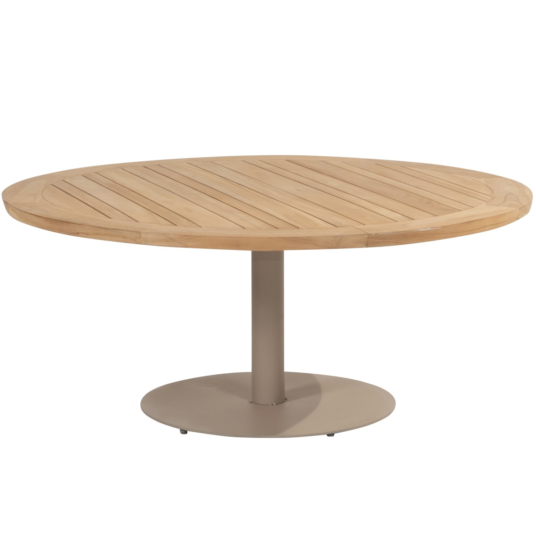 Taste 4SO Saba low dining teak tafel 160ØxH69 cm met latte onderstel 