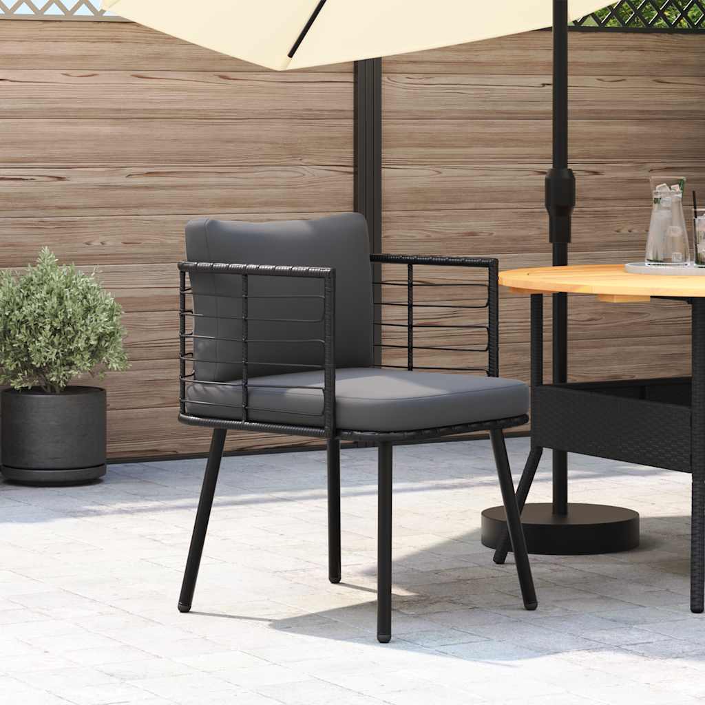 vidaXL Tuinstoel met kussens poly rattan zwart