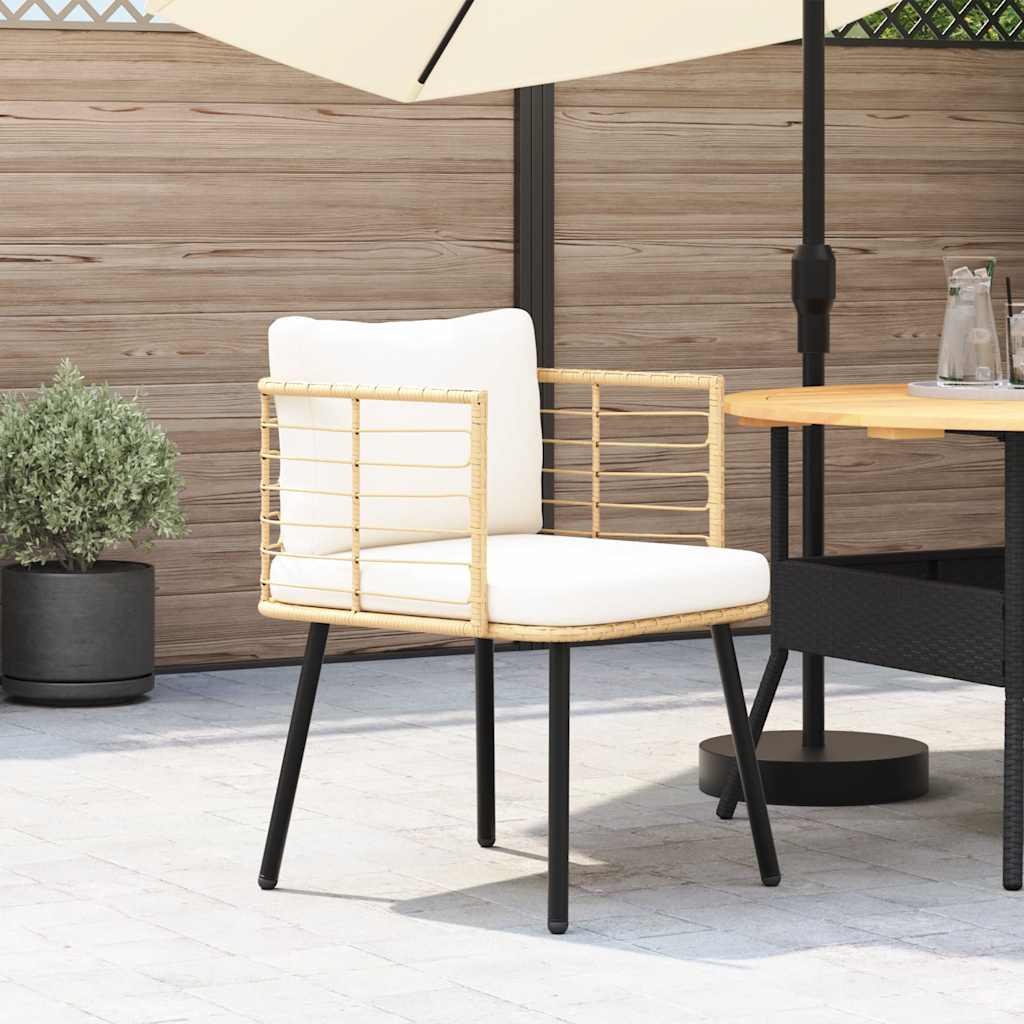 vidaXL Tuinstoel met kussens poly rattan naturel